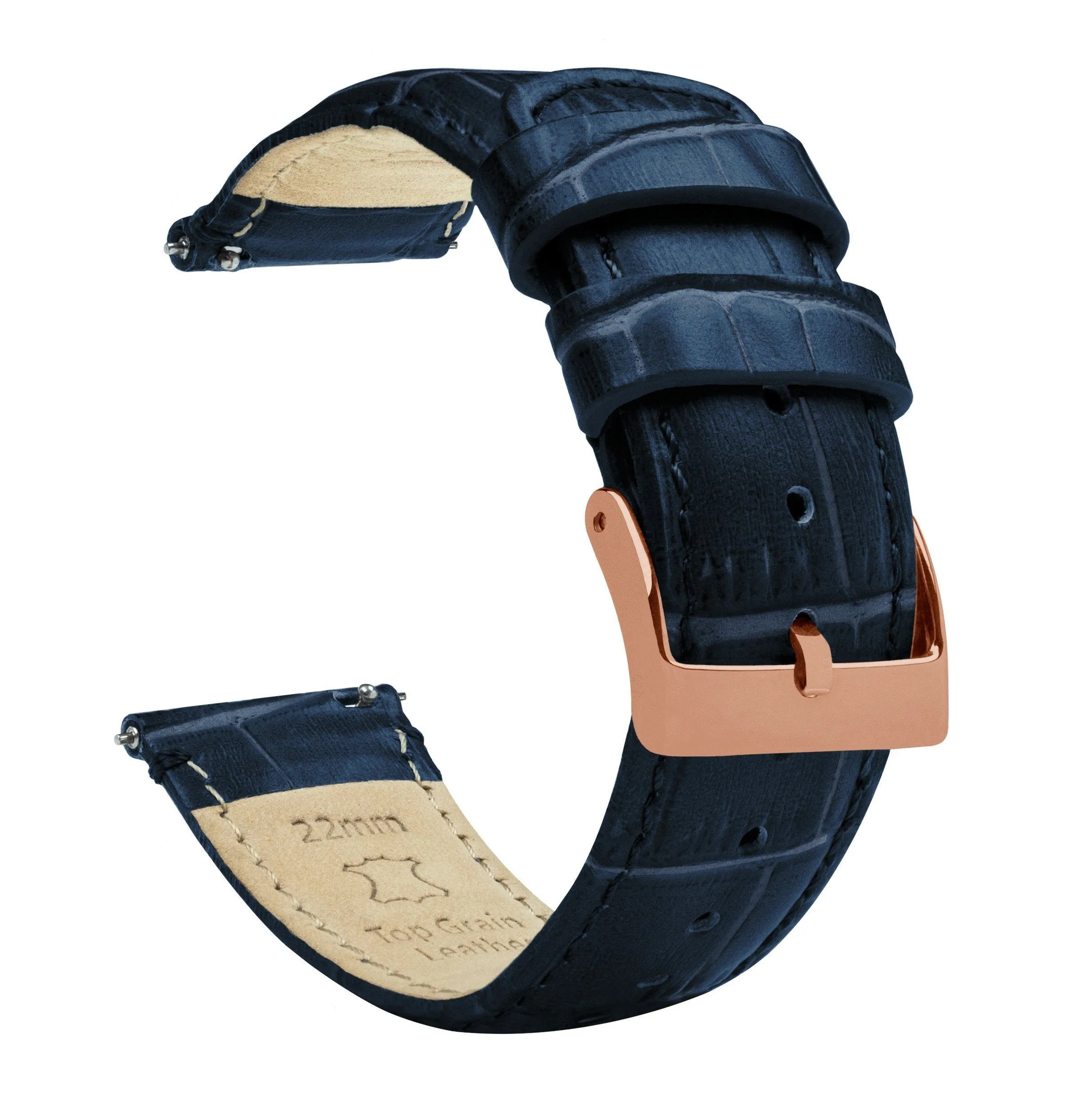 Samsung Galaxy Watch Active Navy Blue Alligator Grain Leather Watch Band