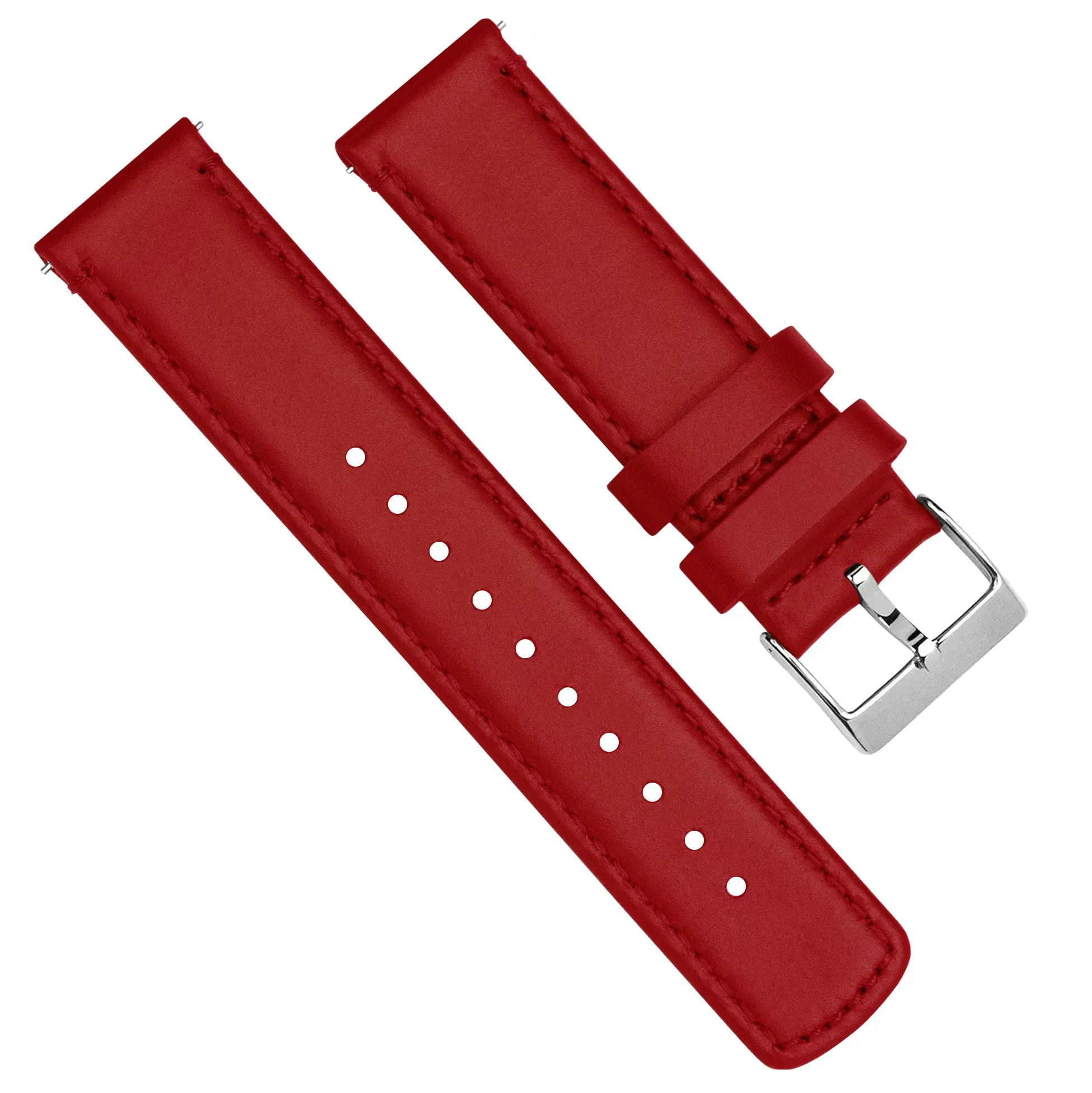 Samsung Galaxy Watch Active Red Leather Stitching Watch Band