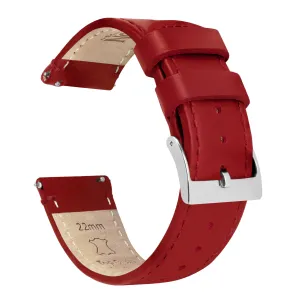 Samsung Galaxy Watch Active Red Leather Stitching Watch Band
