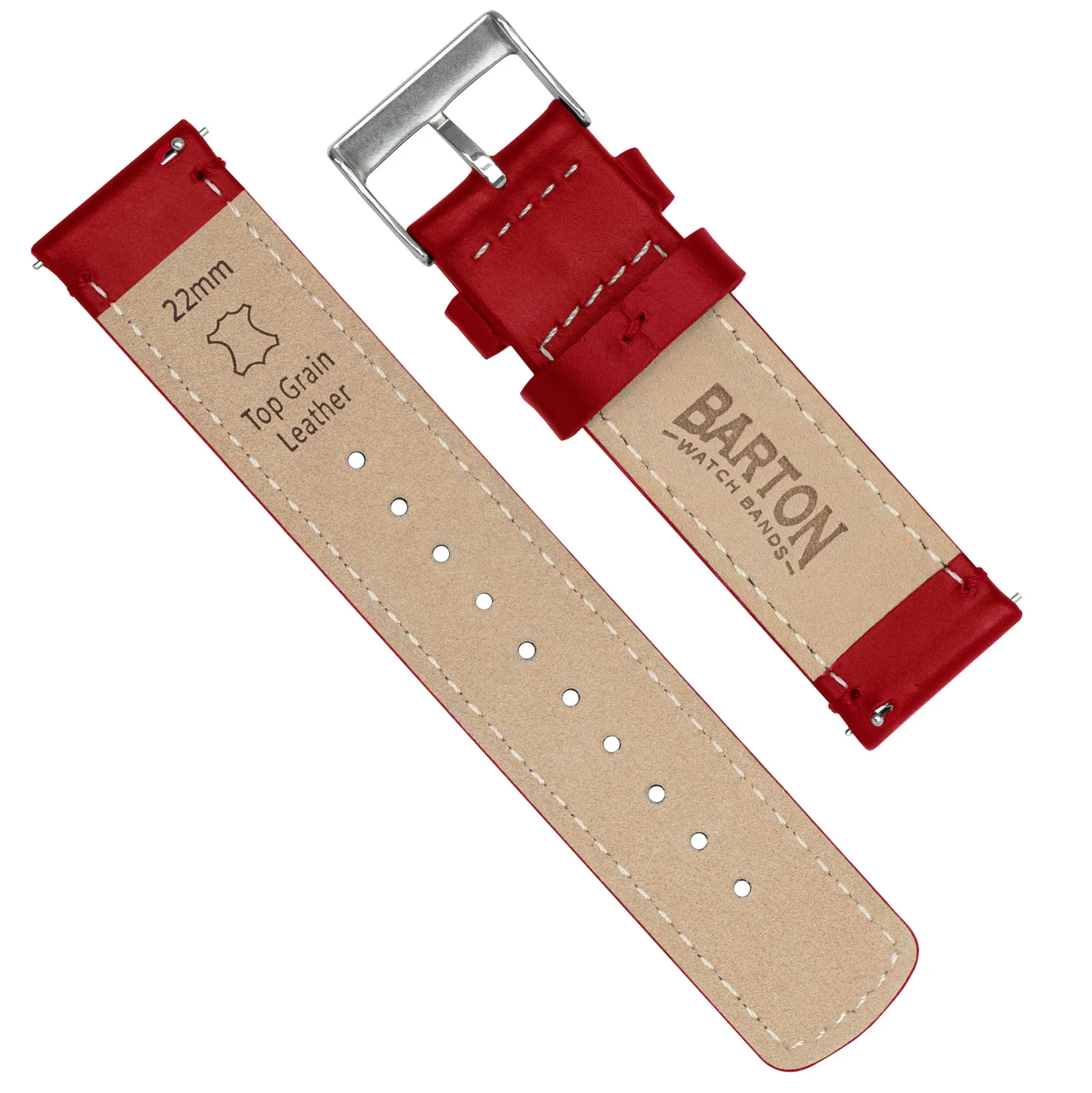Samsung Galaxy Watch Active Red Leather Stitching Watch Band