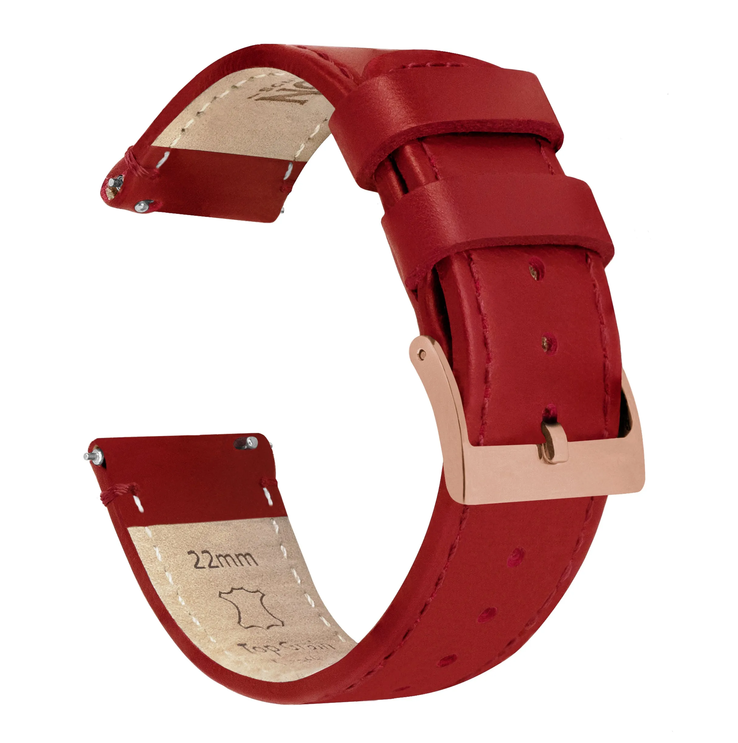 Samsung Galaxy Watch Active Red Leather Stitching Watch Band