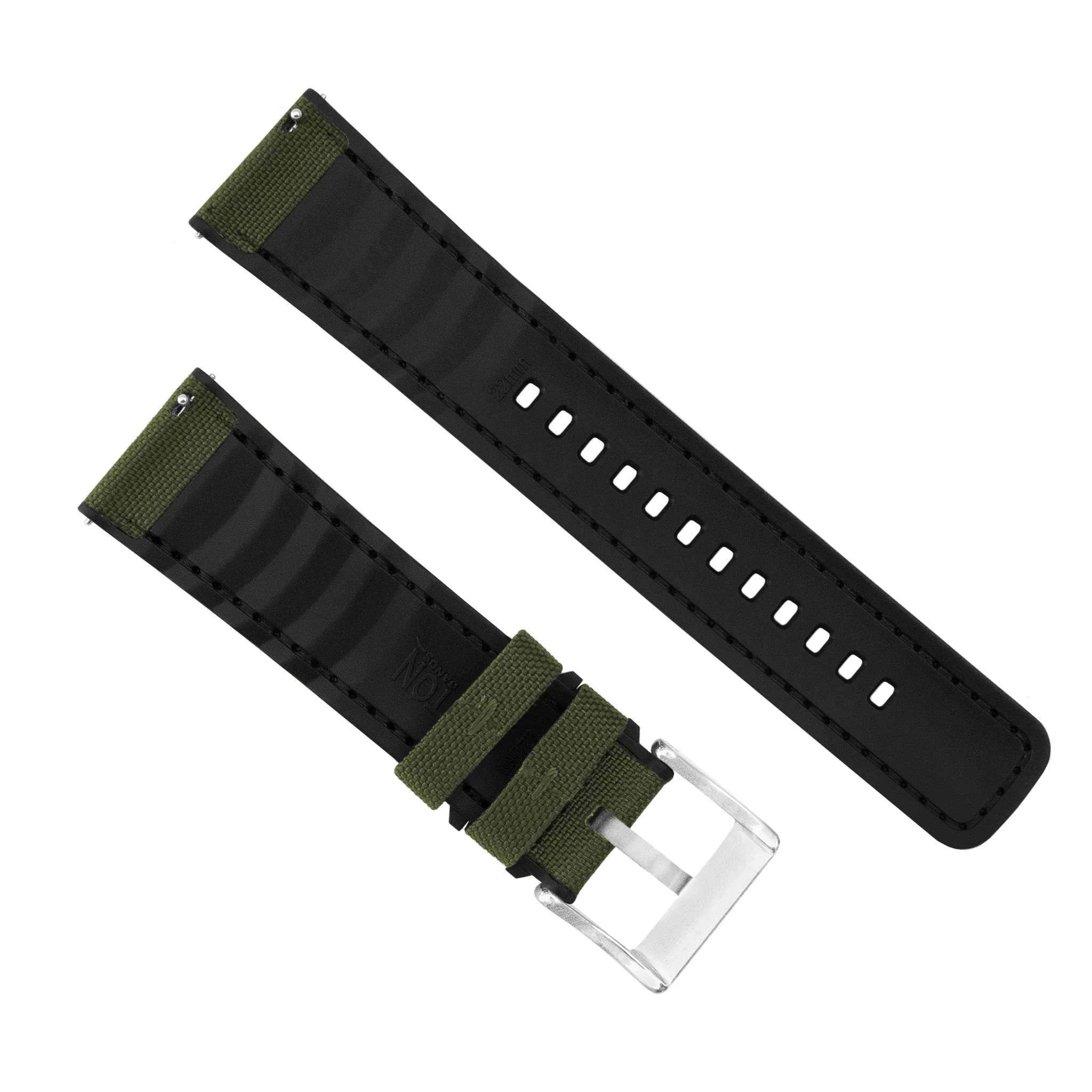 Samsung Galaxy Watch Cordrua Fabric Silicone Hybrid Army Green Watch Band