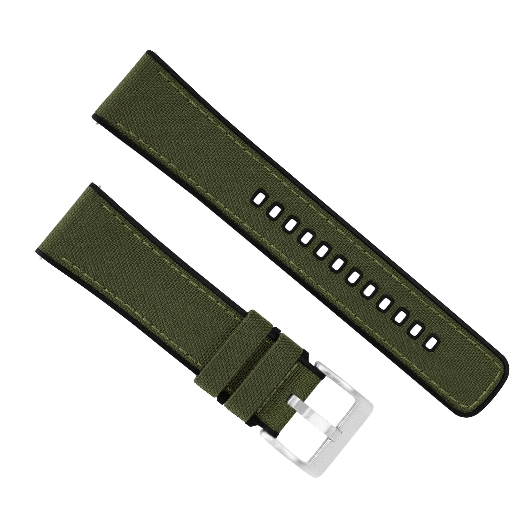 Samsung Galaxy Watch Cordrua Fabric Silicone Hybrid Army Green Watch Band