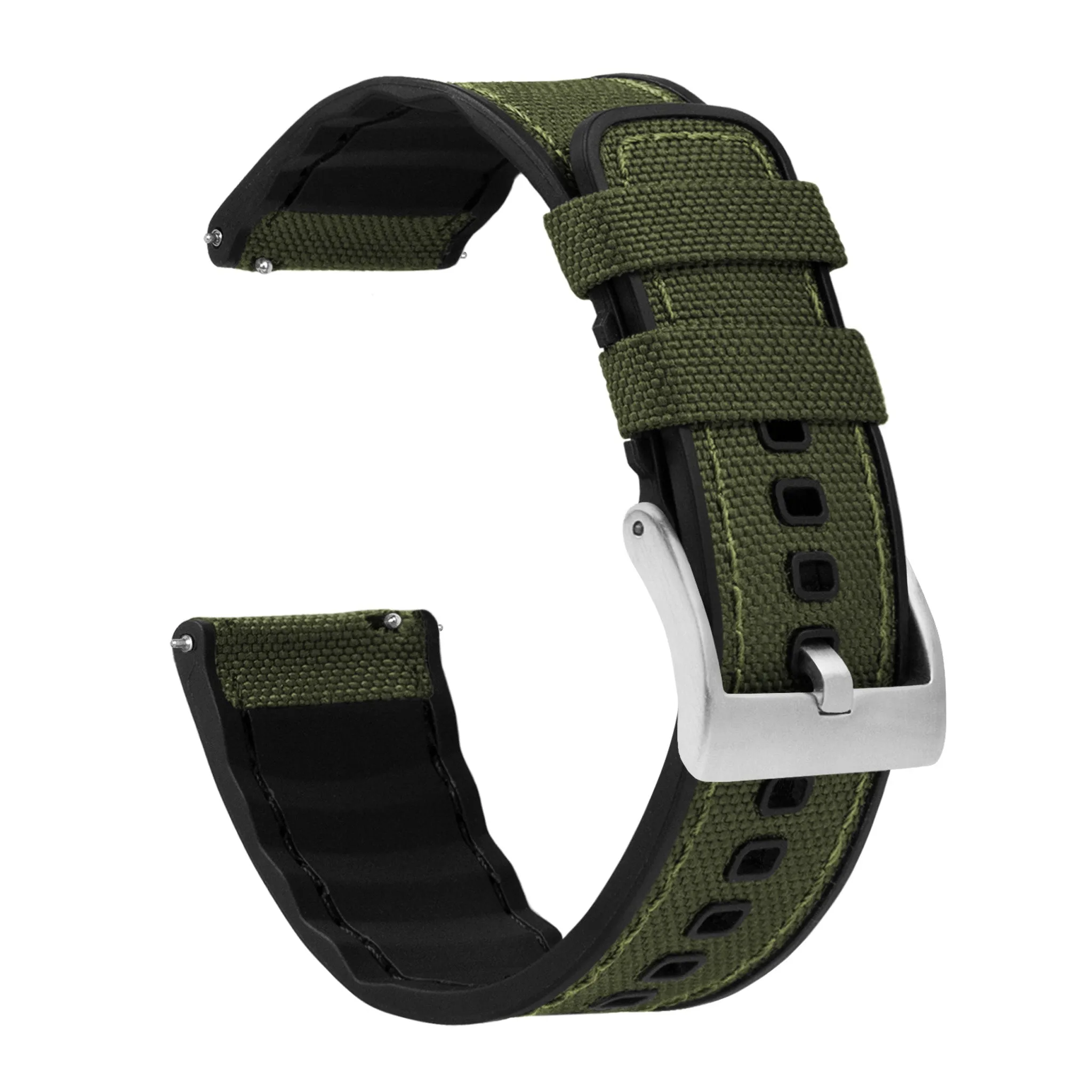 Samsung Galaxy Watch Cordrua Fabric Silicone Hybrid Army Green Watch Band
