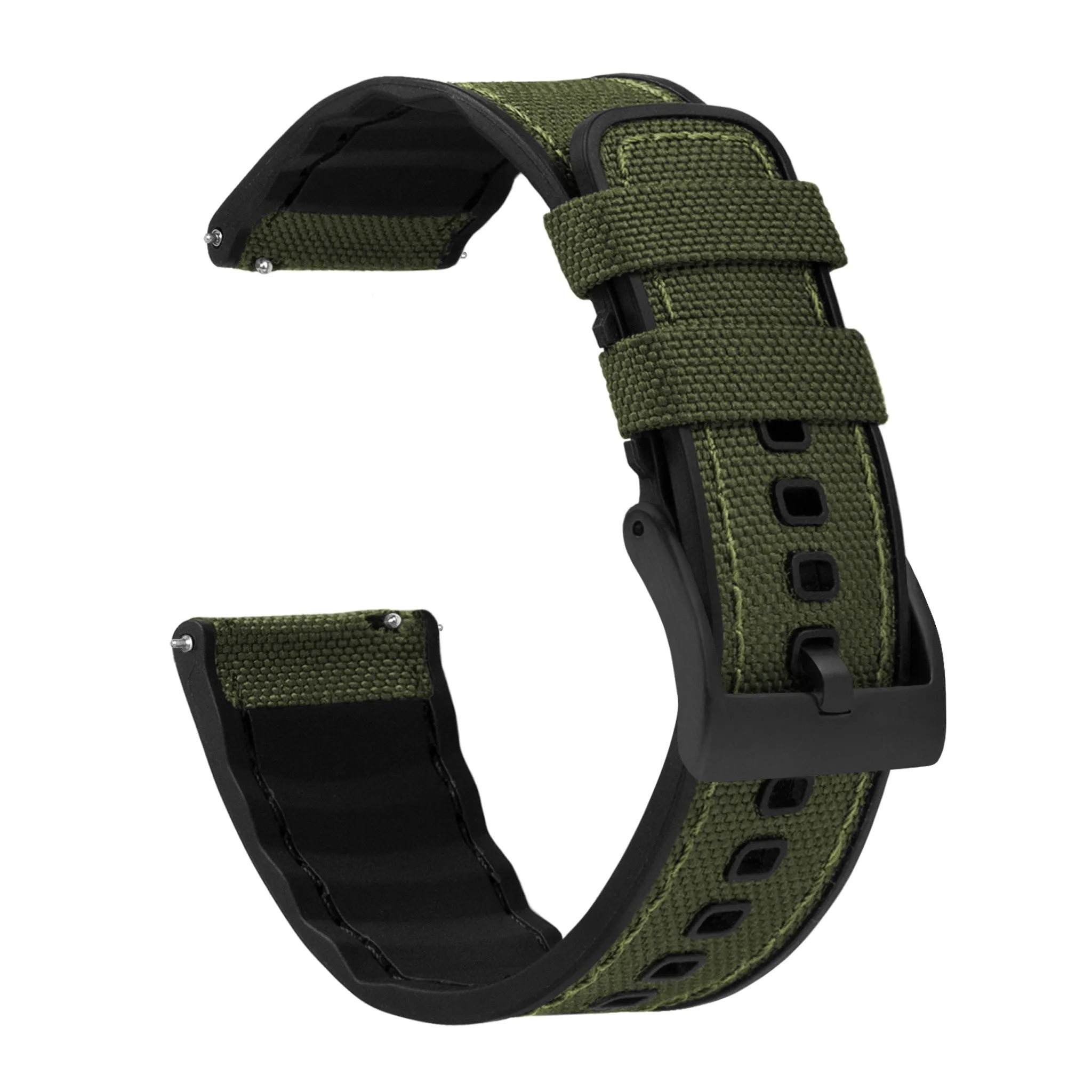 Samsung Galaxy Watch Cordrua Fabric Silicone Hybrid Army Green Watch Band