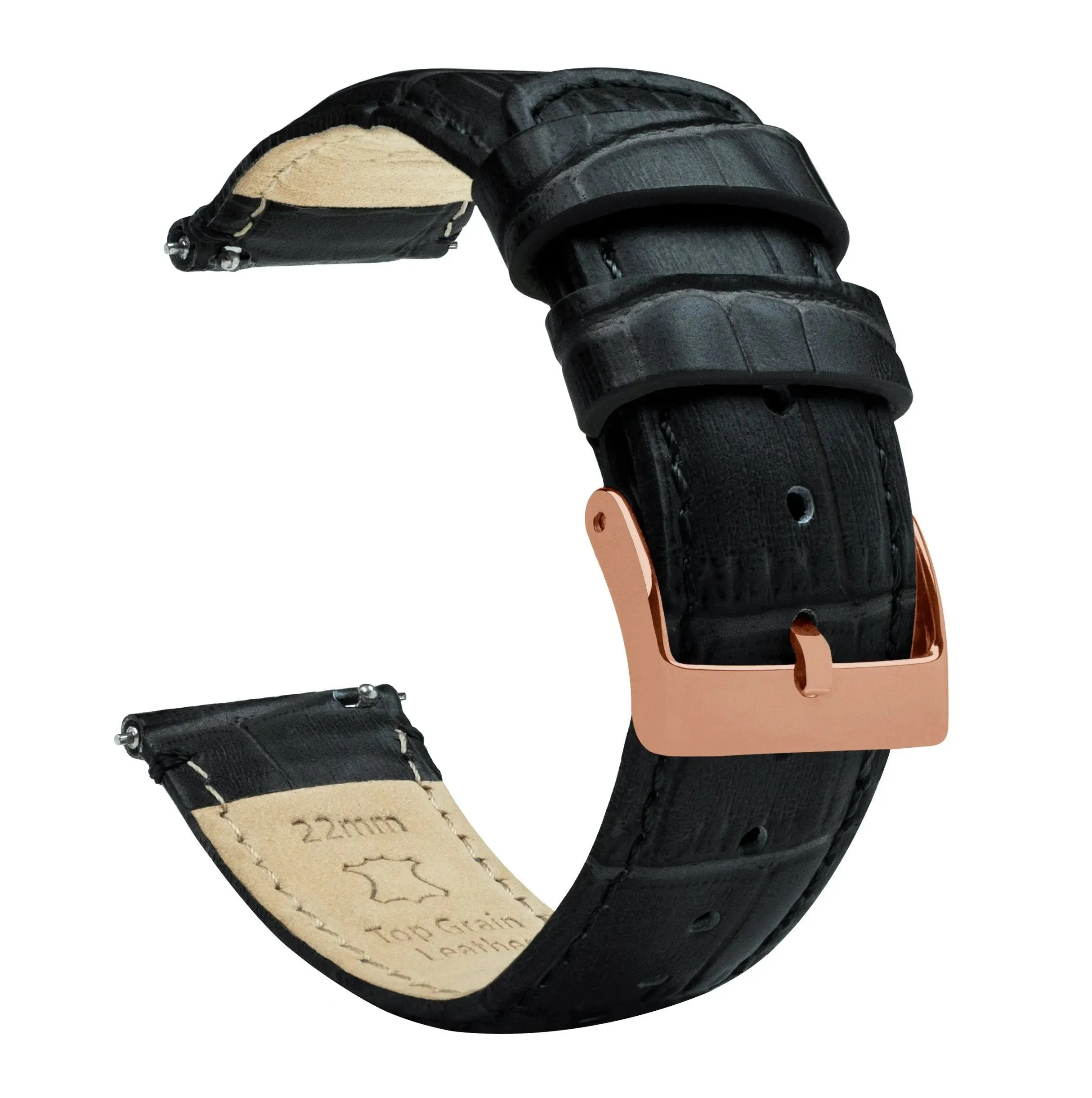 Samsung Galaxy Watch3 Black Alligator Grain Leather Watch Band