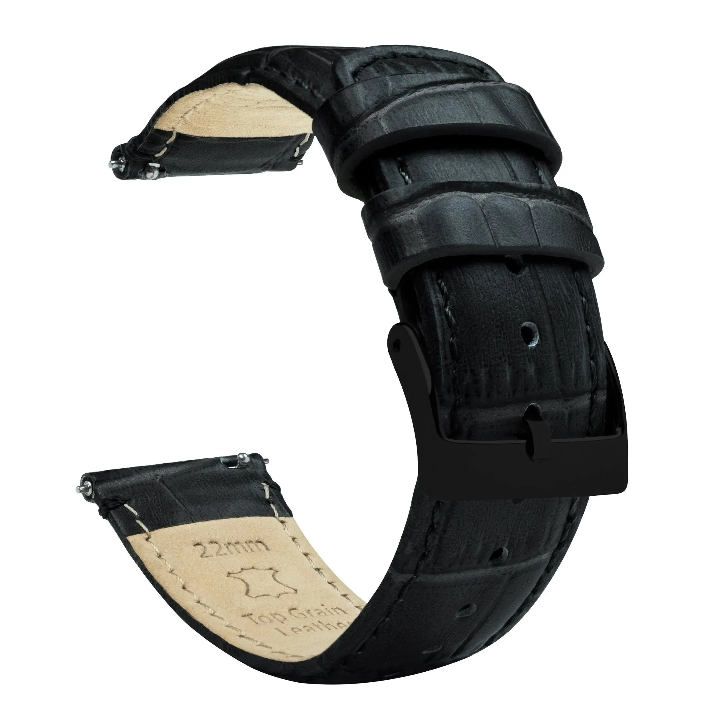 Samsung Galaxy Watch3 Black Alligator Grain Leather Watch Band