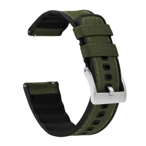 Samsung Galaxy Watch3 Cordrua Fabric Silicone Hybrid Army Green Watch Band