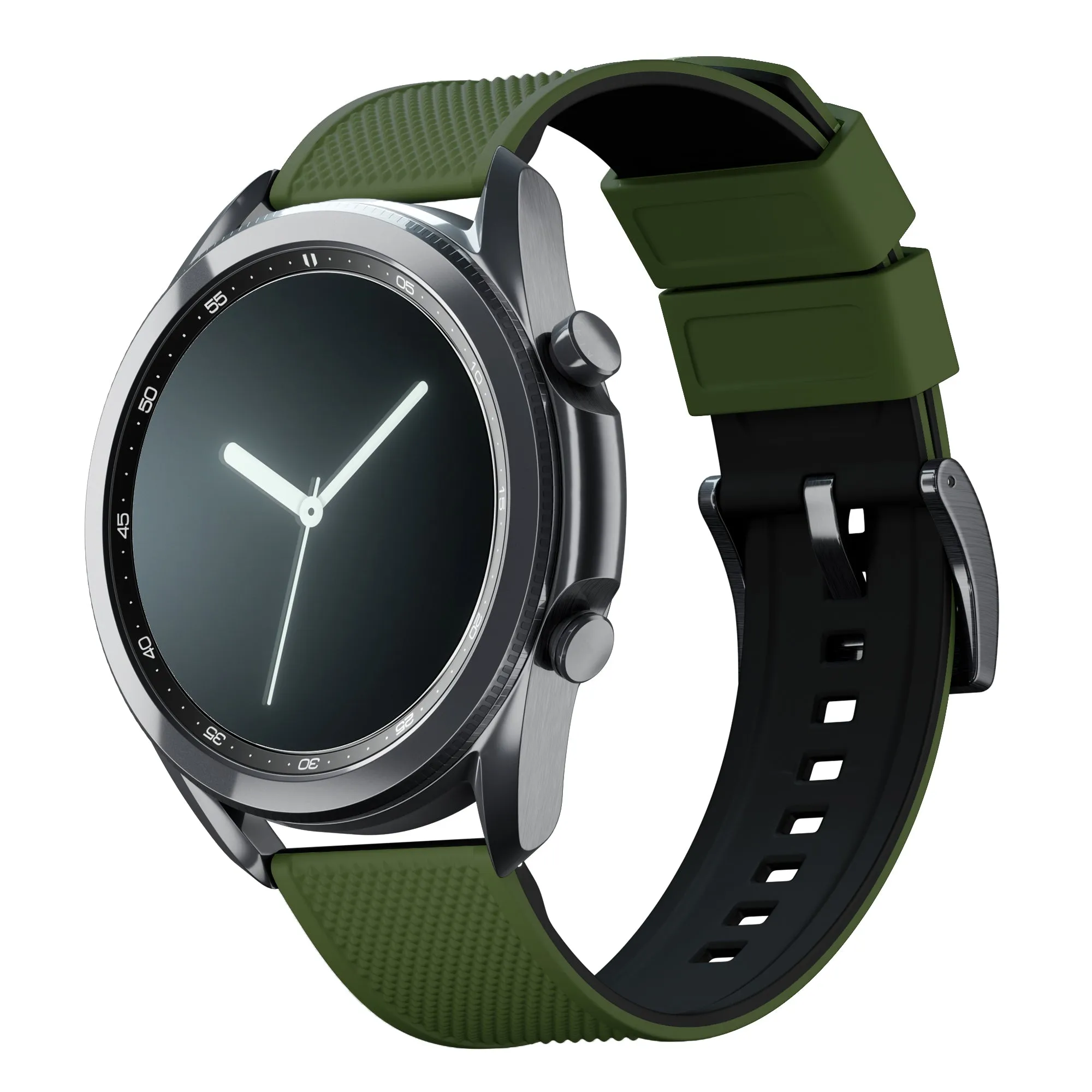 Samsung Galaxy Watch3 Elite Silicone Army Green Top Black Bottom Watch Band