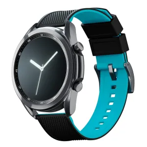 Samsung Galaxy Watch3 | Elite Silicone | Black Top / Aqua Blue Bottom by Barton Watch Bands