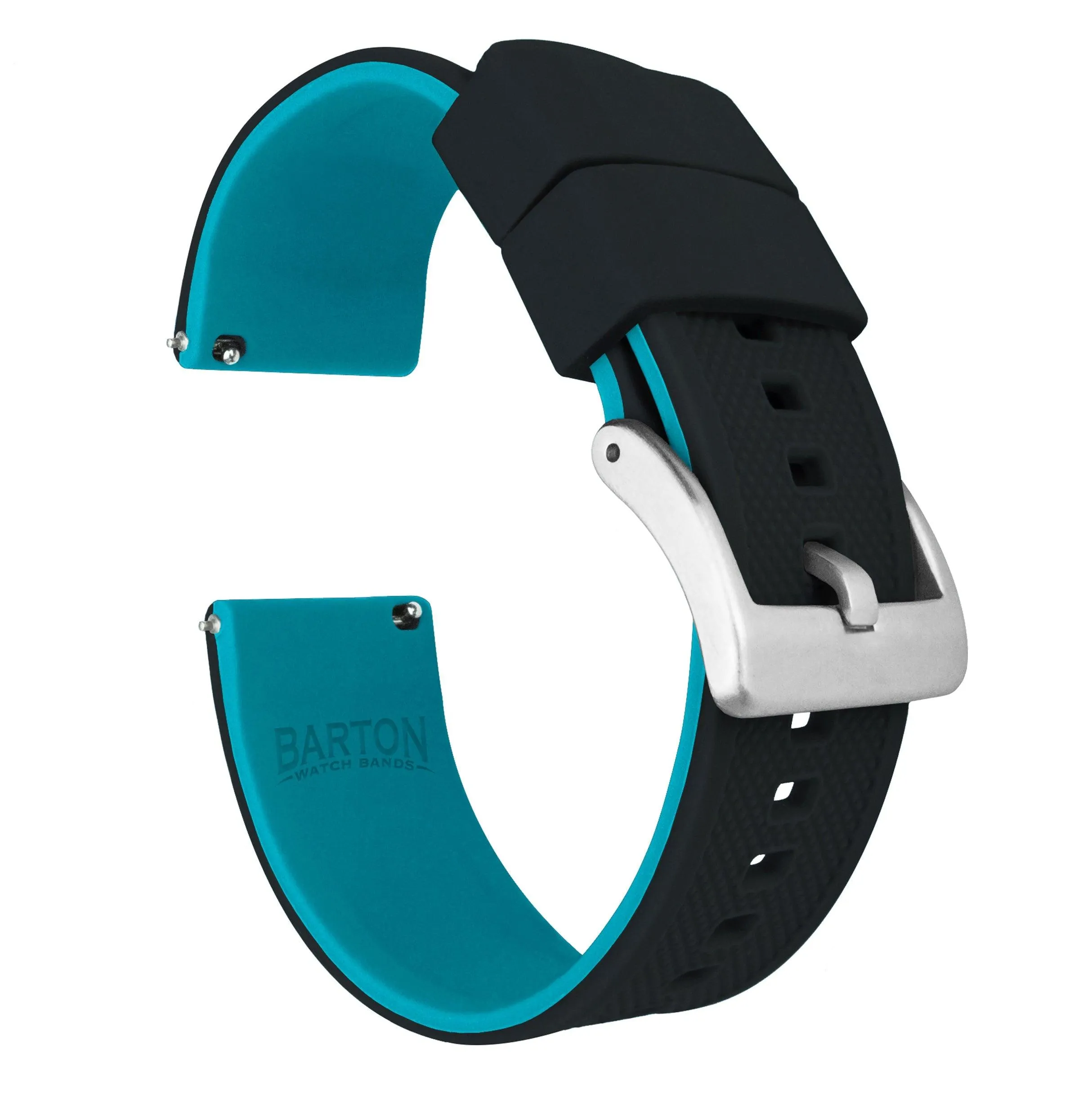 Samsung Galaxy Watch3 | Elite Silicone | Black Top / Aqua Blue Bottom by Barton Watch Bands