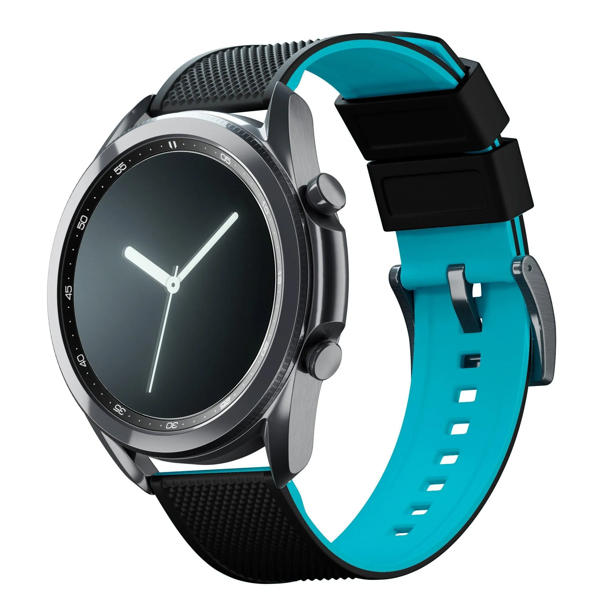 Samsung Galaxy Watch3 | Elite Silicone | Black Top / Aqua Blue Bottom by Barton Watch Bands