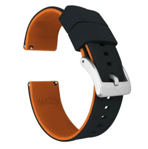 Samsung Galaxy Watch3 Elite Silicone Black Top Pumpkin Orange Bottom Watch Band