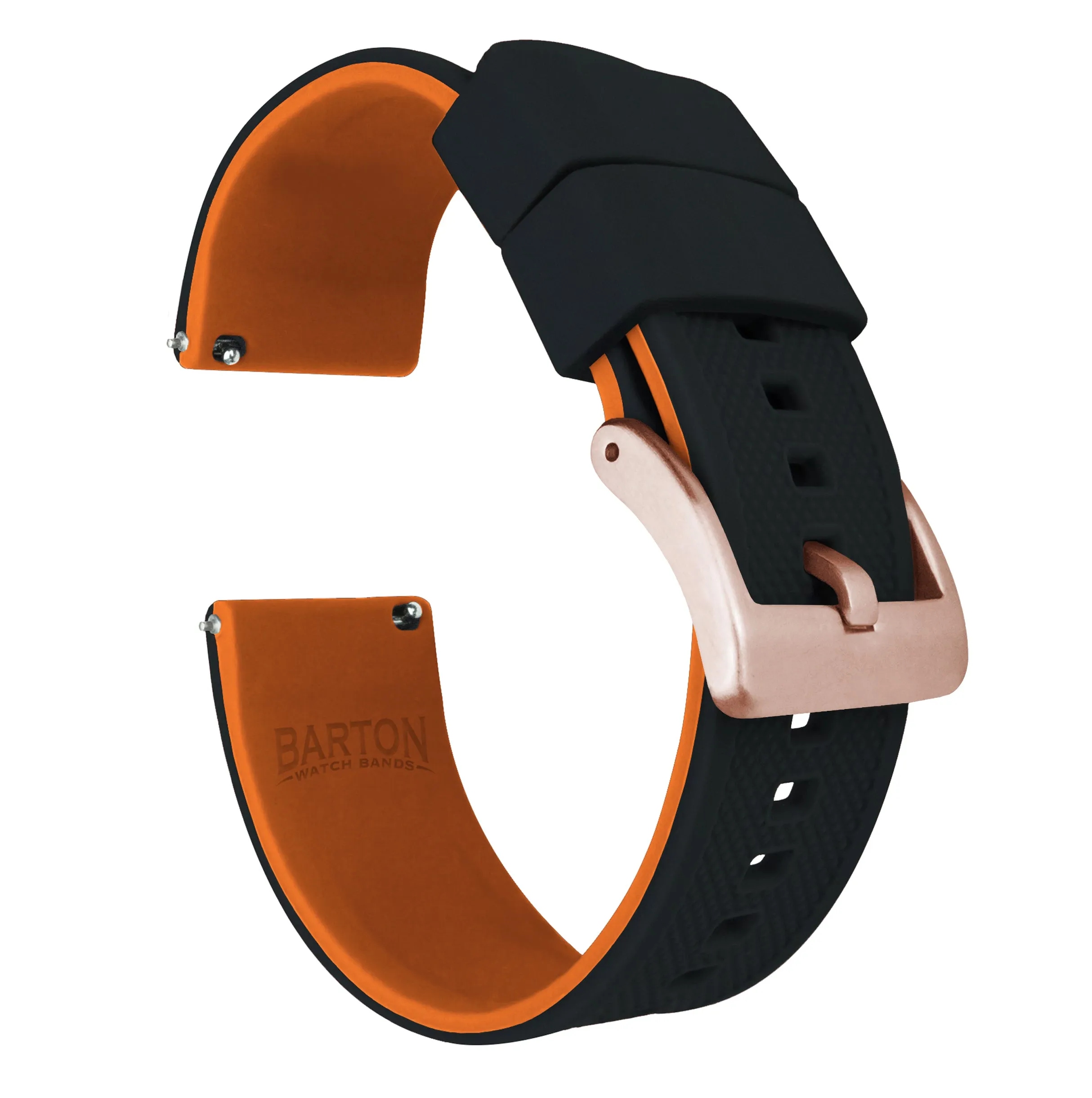 Samsung Galaxy Watch3 Elite Silicone Black Top Pumpkin Orange Bottom Watch Band