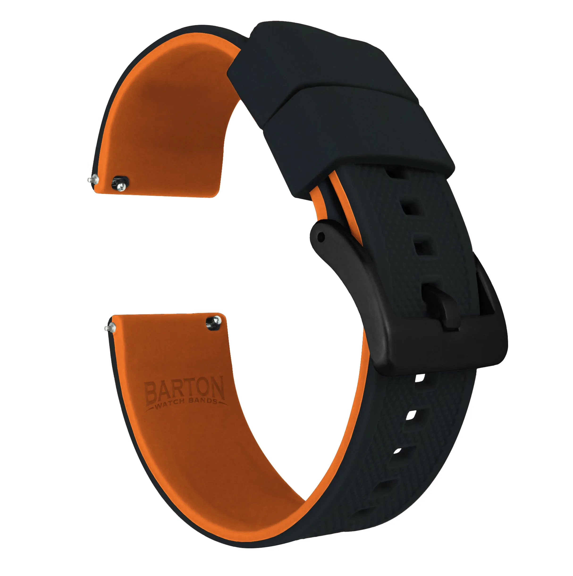 Samsung Galaxy Watch3 Elite Silicone Black Top Pumpkin Orange Bottom Watch Band