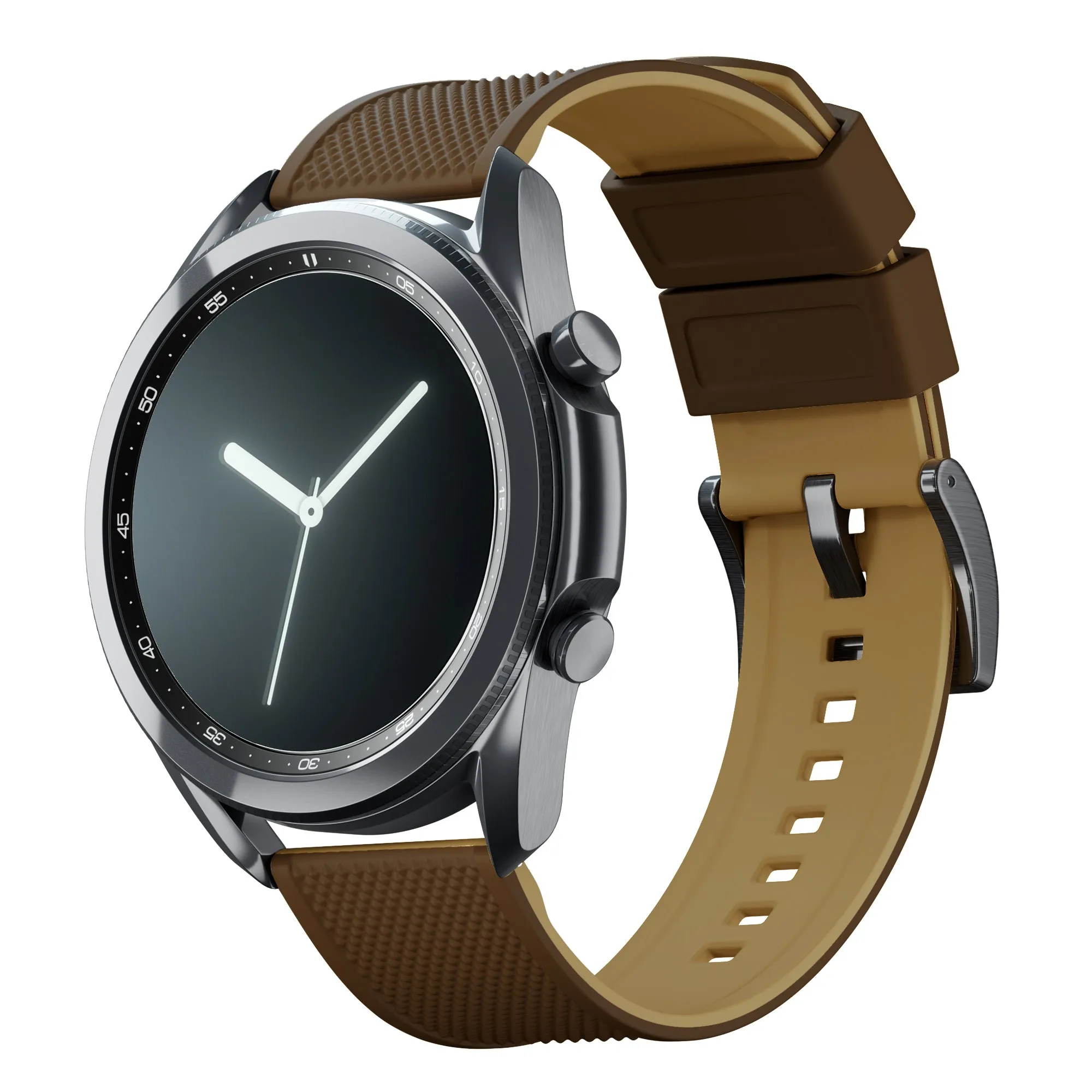 Samsung Galaxy Watch3 Elite Silicone Brown Top Khaki Bottom Watch Band
