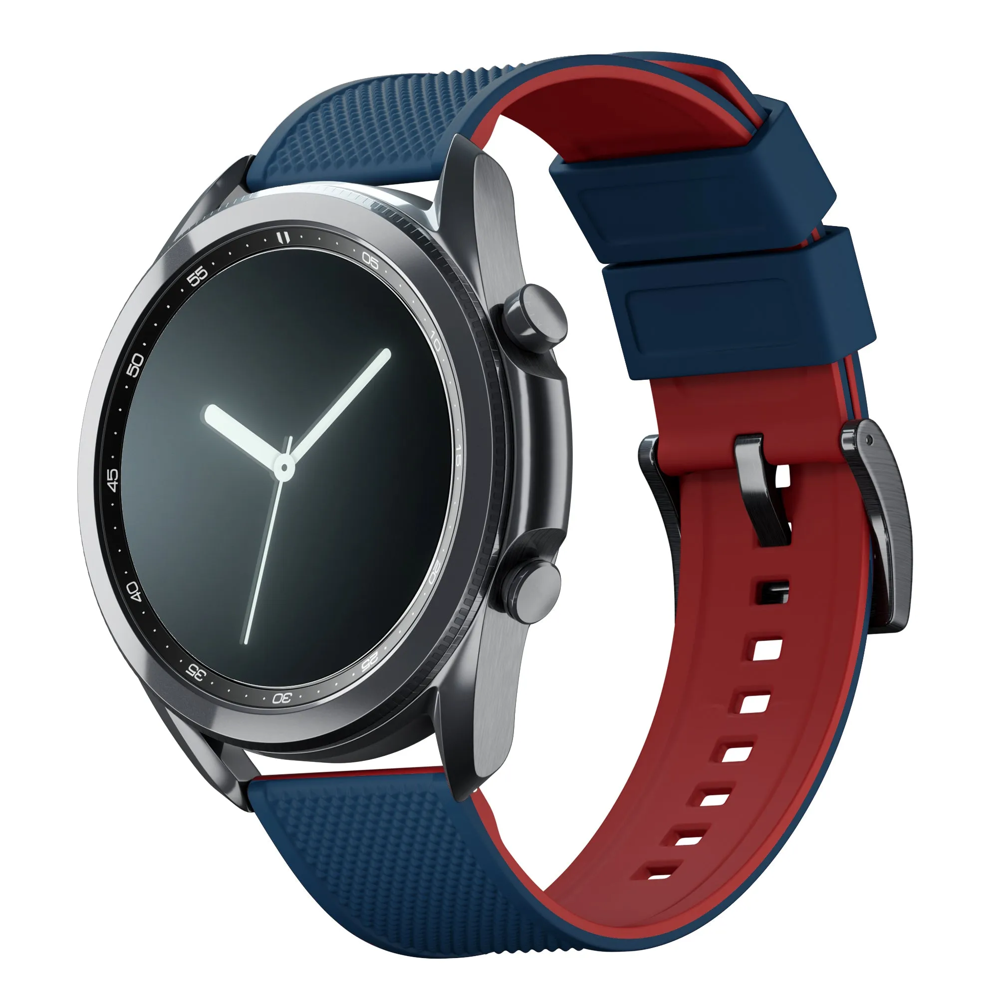 Samsung Galaxy Watch3 Elite Silicone Navy Blue Top Crimson Red Bottom Watch Band