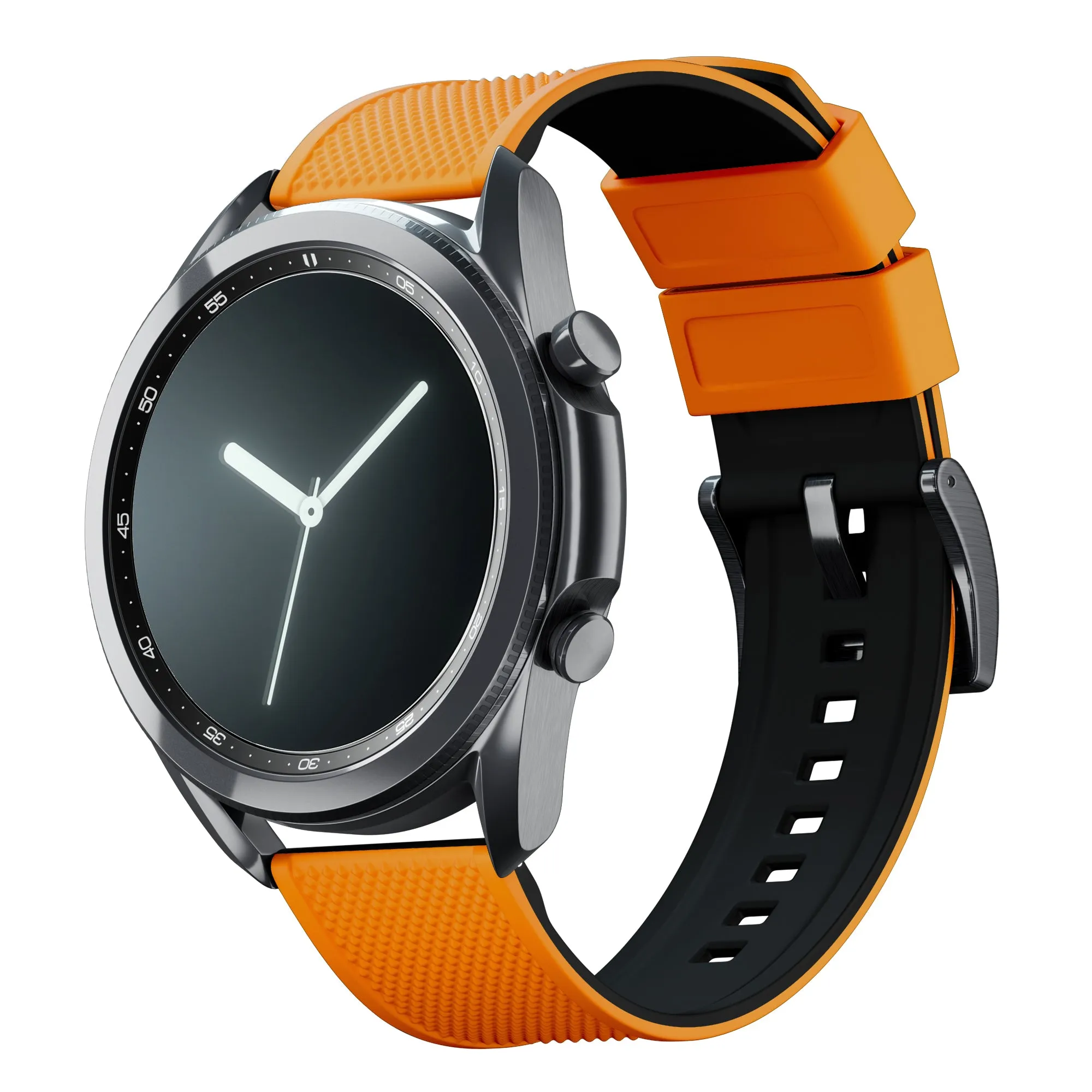 Samsung Galaxy Watch3 Elite Silicone Pumpkin Orange Top Black Bottom Watch Band