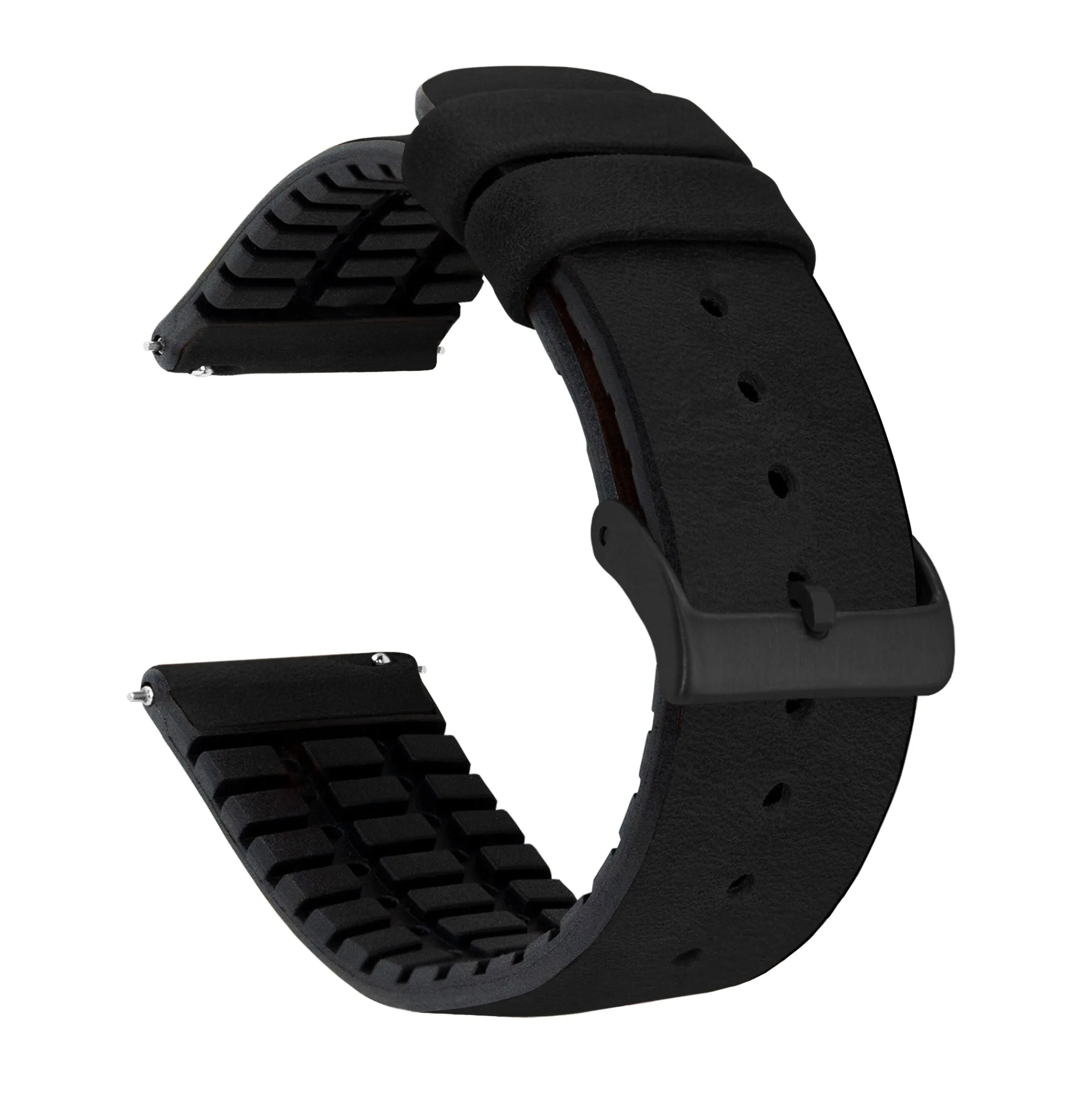 Samsung Galaxy Watch3 Leather And Rubber Hybrid Black Watch Band