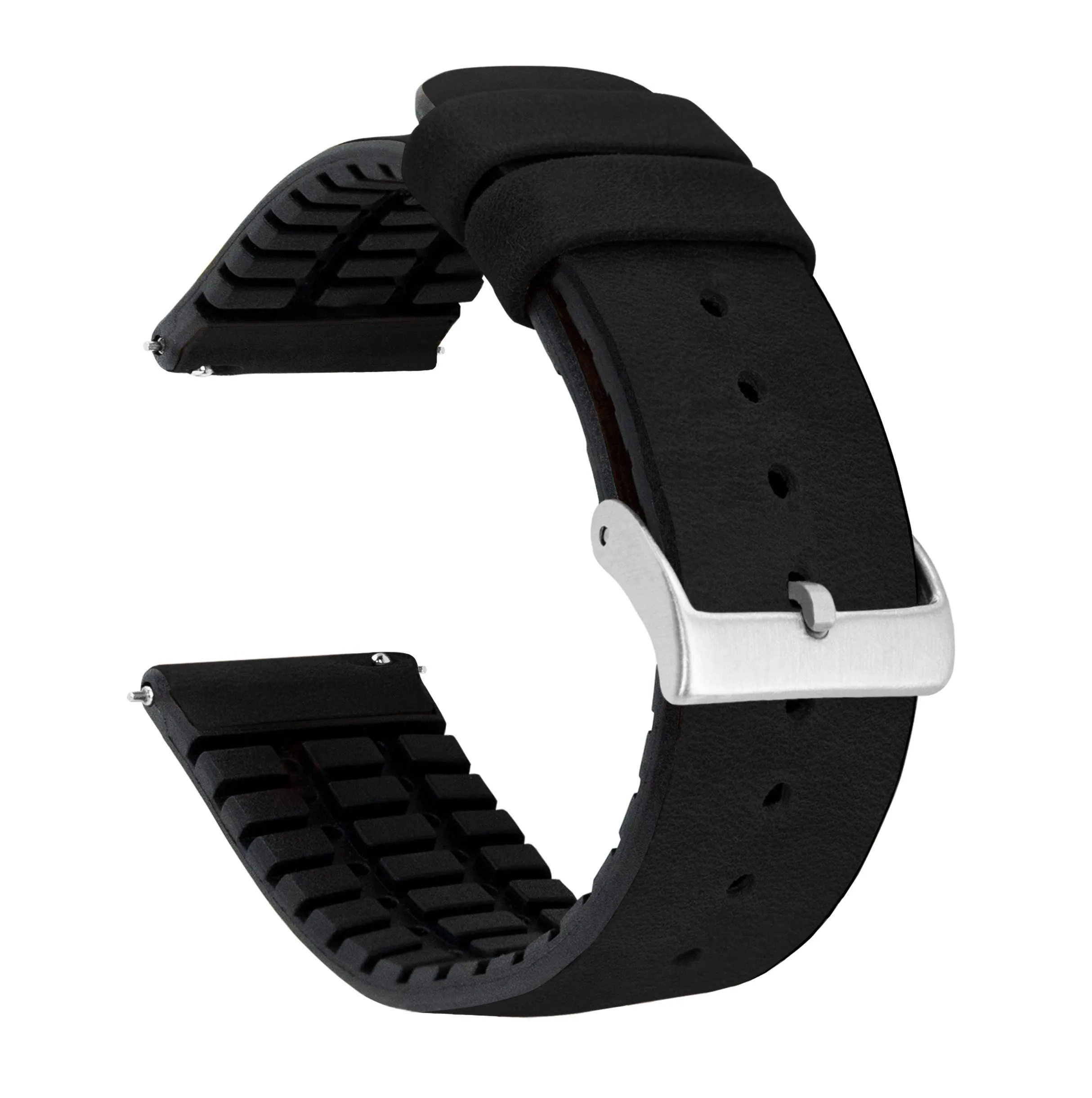 Samsung Galaxy Watch3 Leather And Rubber Hybrid Black Watch Band