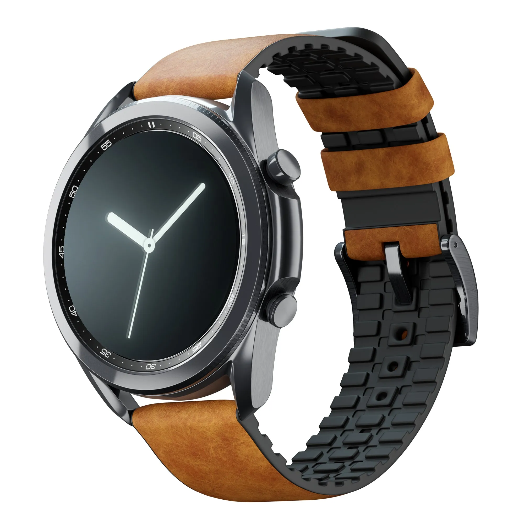 Samsung Galaxy Watch3 Leather And Rubber Hybrid Cedar Brown Watch Band