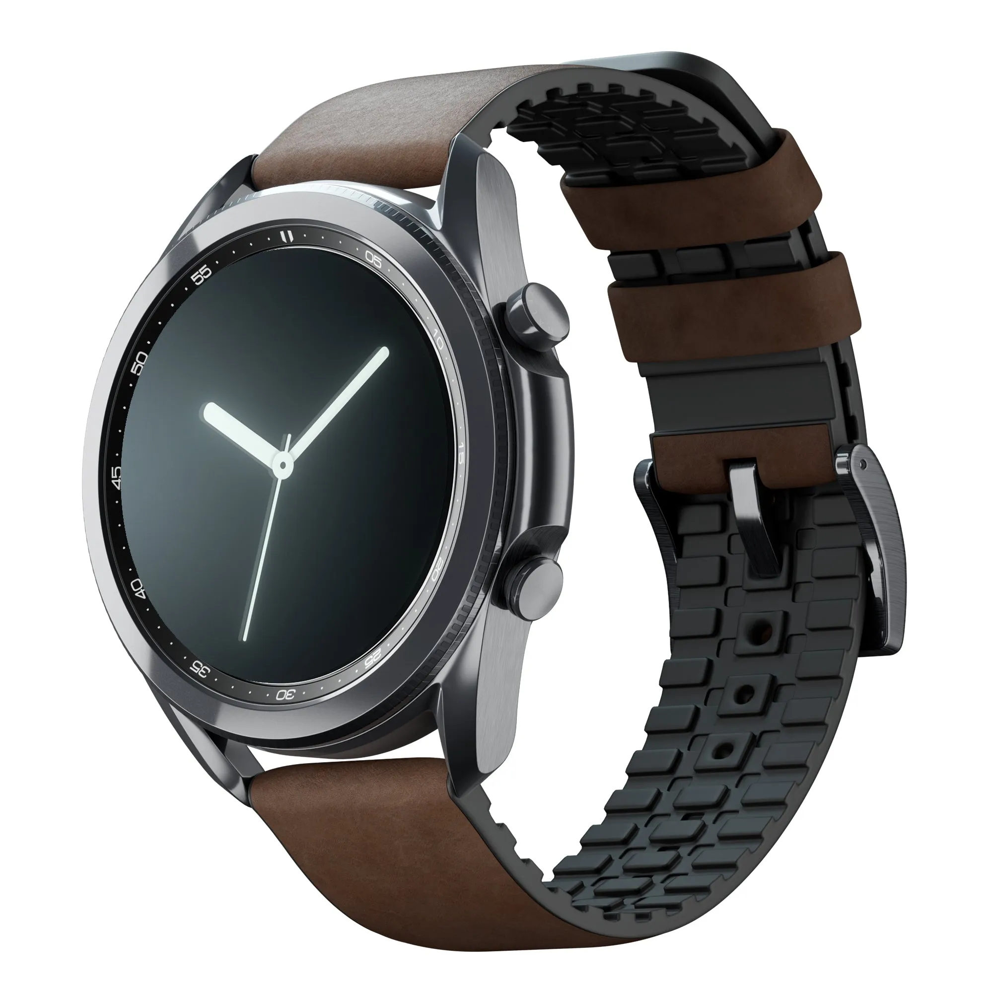 Samsung Galaxy Watch3 Leather And Rubber Hybrid Walnut Brown Watch Band