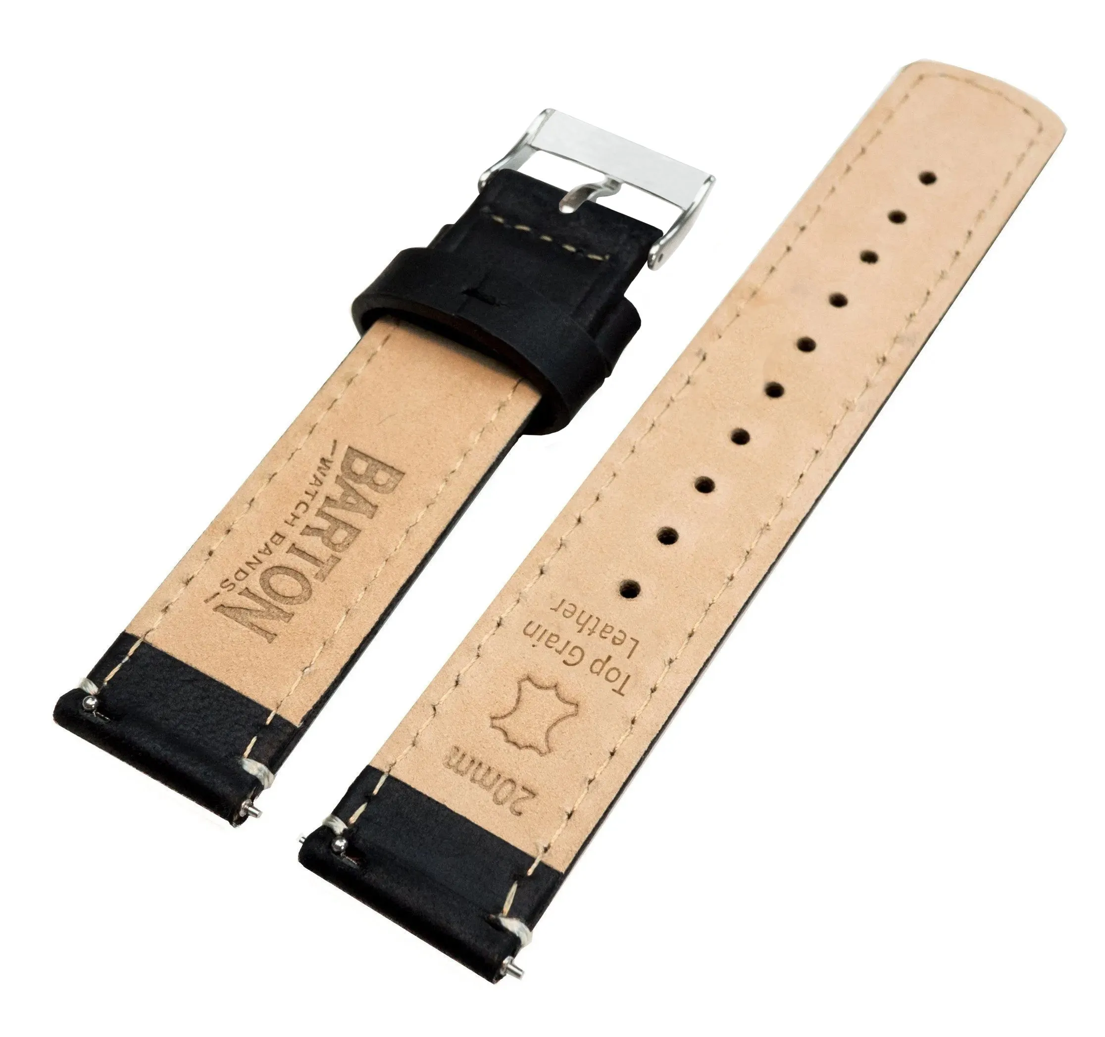 Samsung Galaxy Watch4 Black Leather Linen White Stitching Watch Band