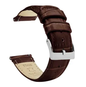Samsung Galaxy Watch4 Coffee Brown Alligator Grain Leather Watch Band