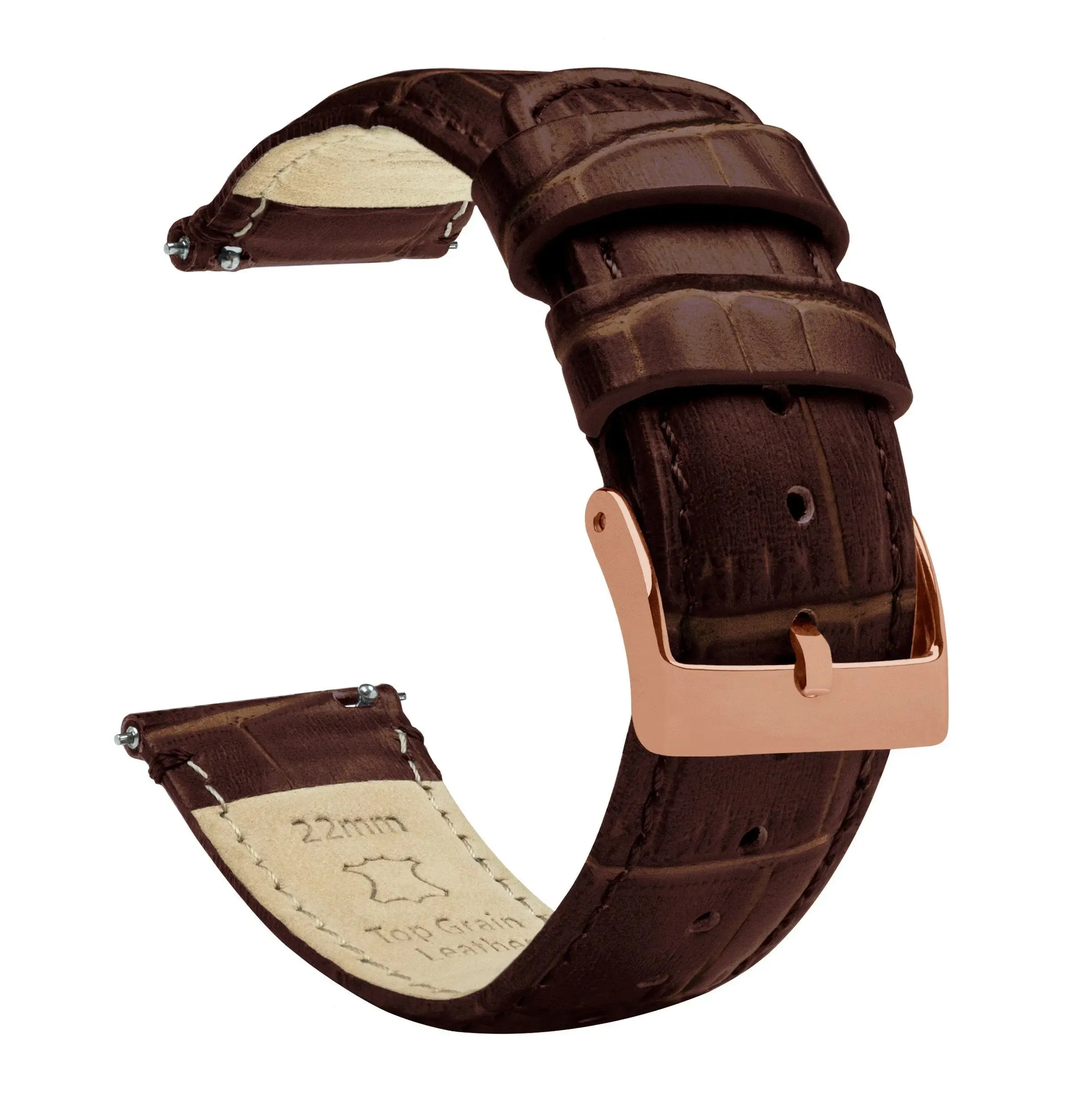 Samsung Galaxy Watch4 Coffee Brown Alligator Grain Leather Watch Band