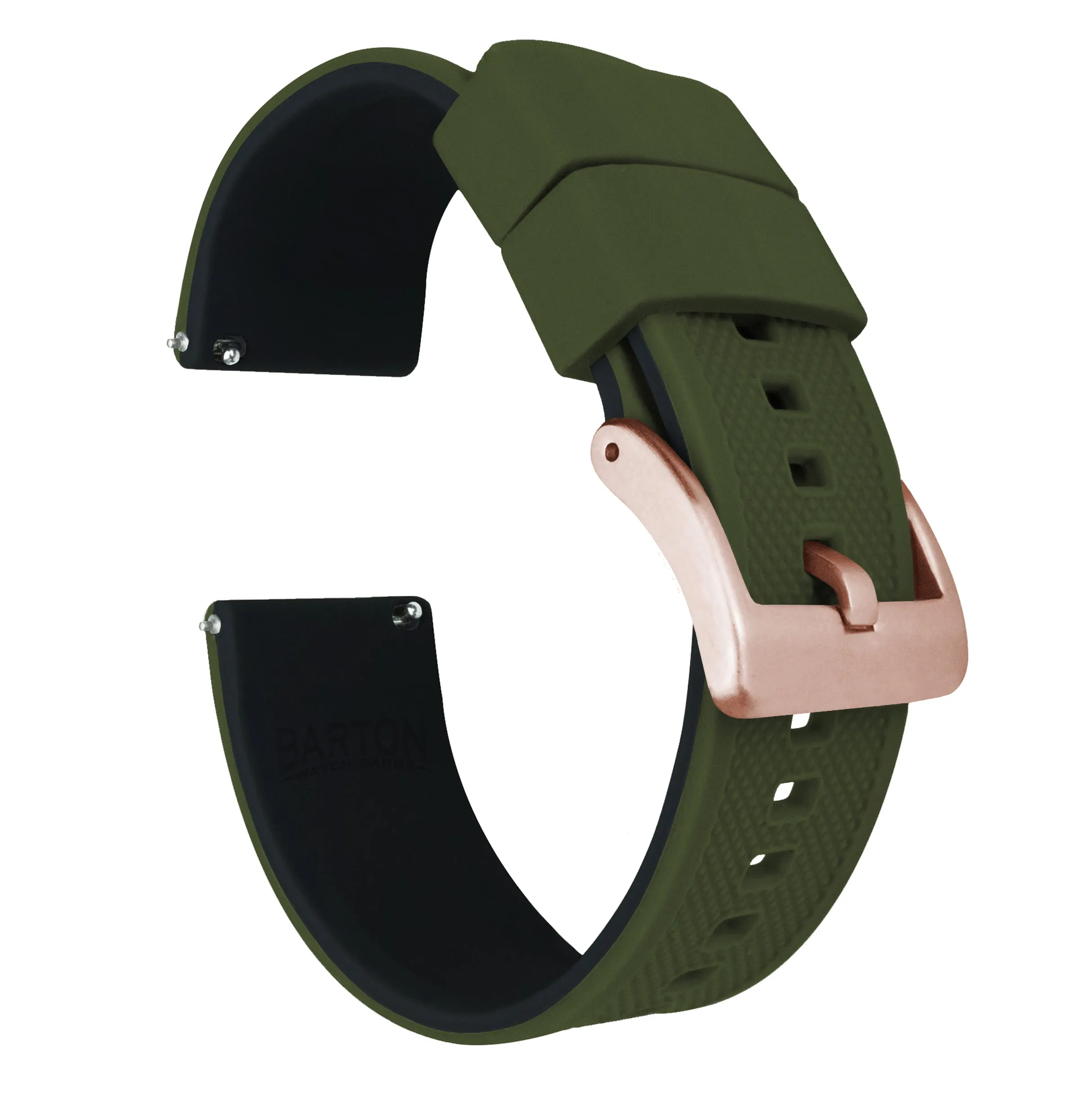 Samsung Galaxy Watch4 Elite Silicone Army Green Top Black Bottom Watch Band