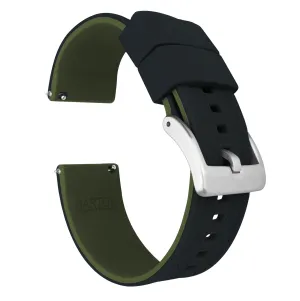 Samsung Galaxy Watch4 Elite Silicone Black Top Army Green Bottom Watch Band
