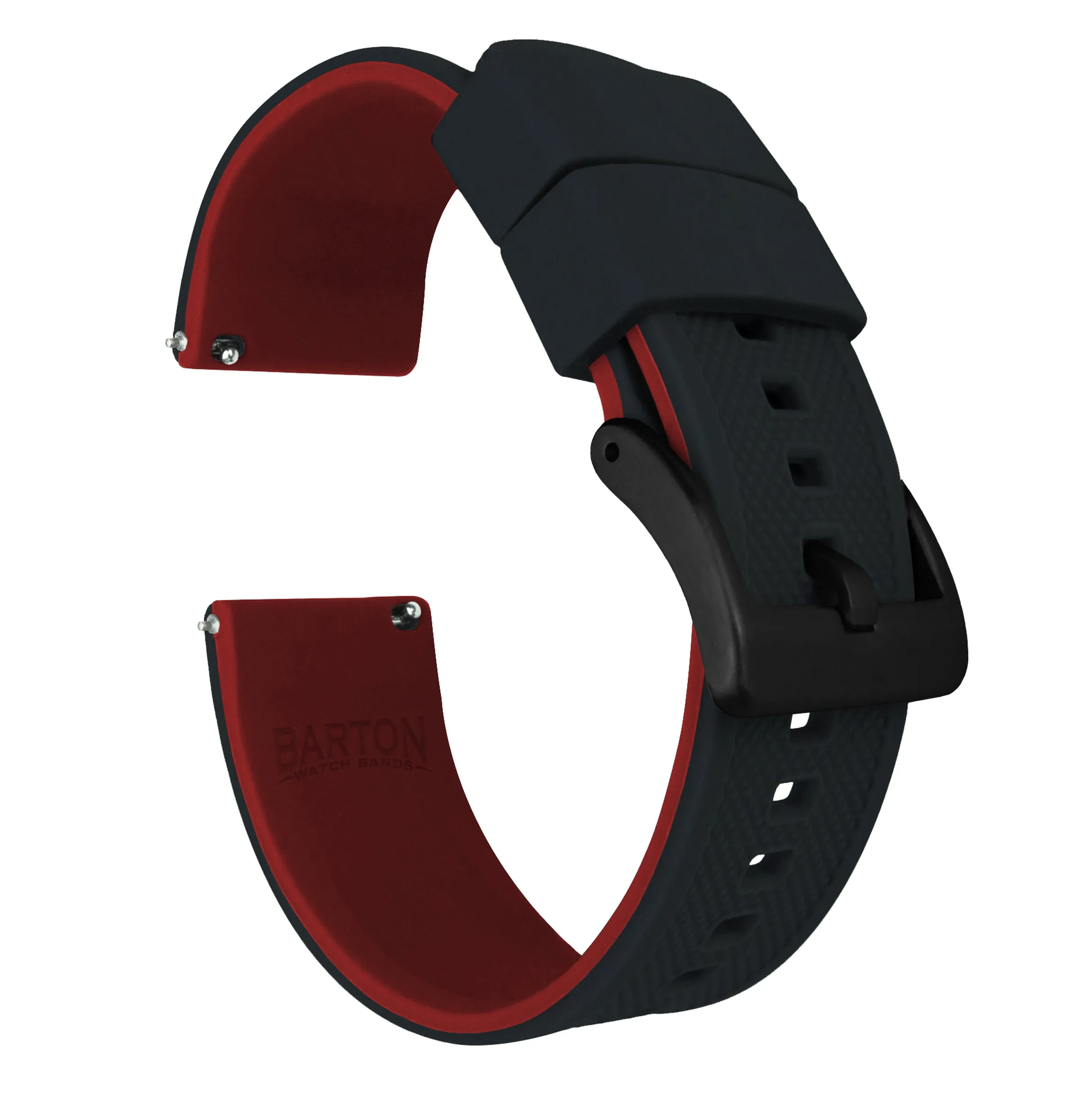 Samsung Galaxy Watch4 Elite Silicone Black Top Crimson Red Bottom Watch Band