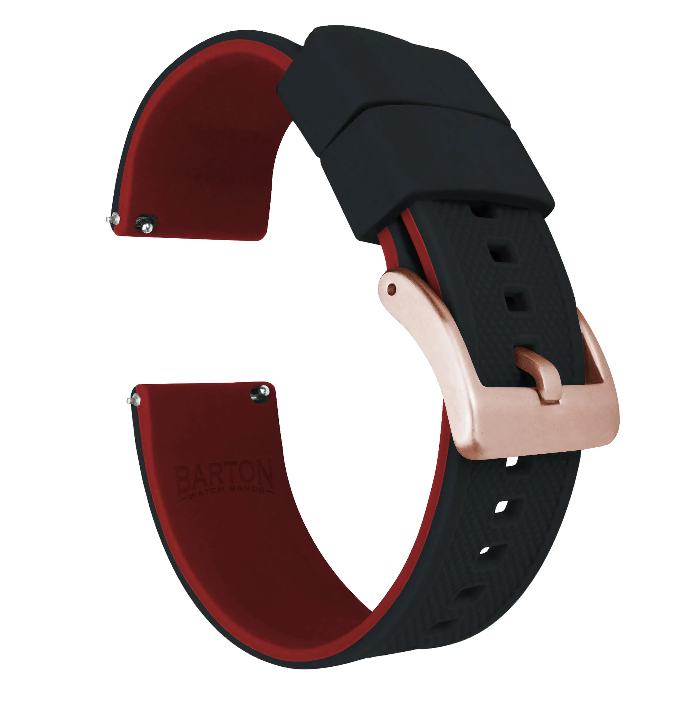 Samsung Galaxy Watch4 Elite Silicone Black Top Crimson Red Bottom Watch Band