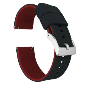 Samsung Galaxy Watch4 Elite Silicone Black Top Crimson Red Bottom Watch Band