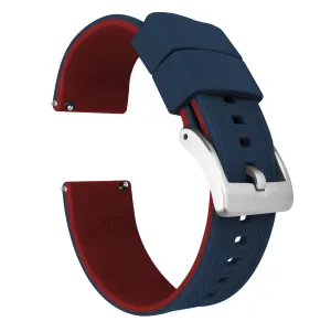 Samsung Galaxy Watch4 Elite Silicone Navy Blue Top Crimson Red Bottom Watch Band