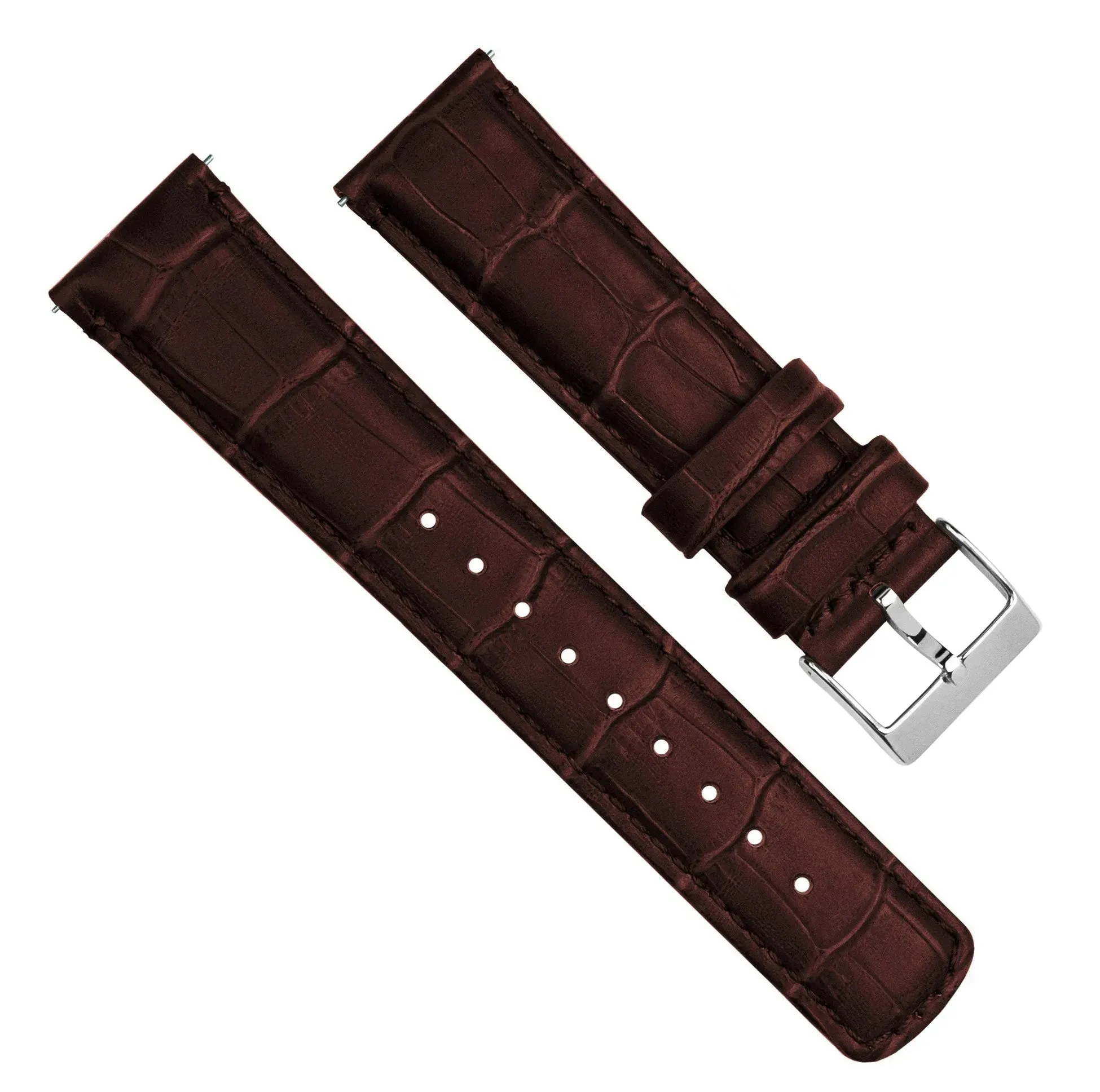 Samsung Galaxy Watch5 Coffee Brown Alligator Grain Leather Watch Band