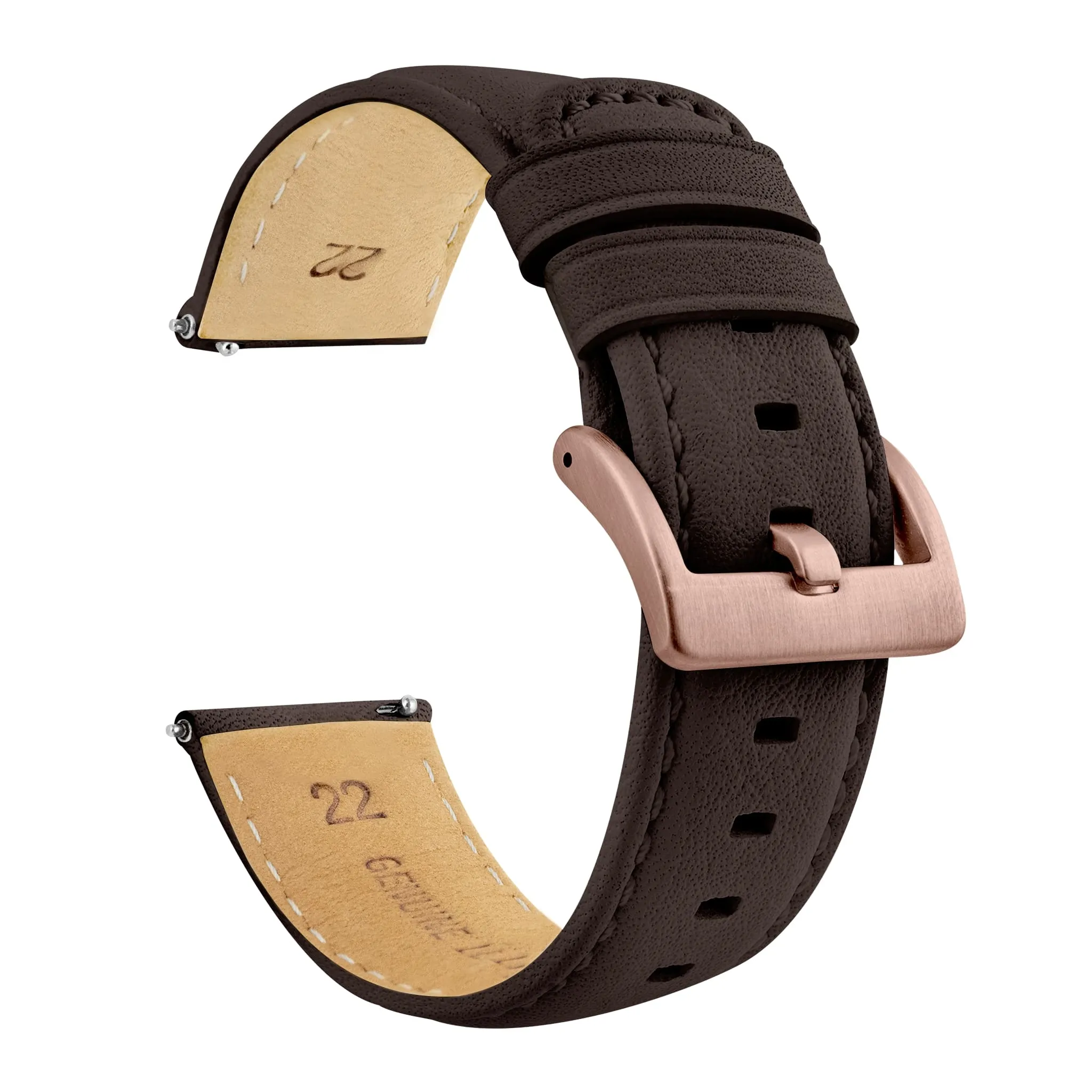 Samsung Galaxy Watch5 Dark Brown Pittards Performance Leather Brown Stitching Watch Band