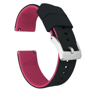 Samsung Galaxy Watch5 Elite Silicone Black Top Pink Bottom Watch Band