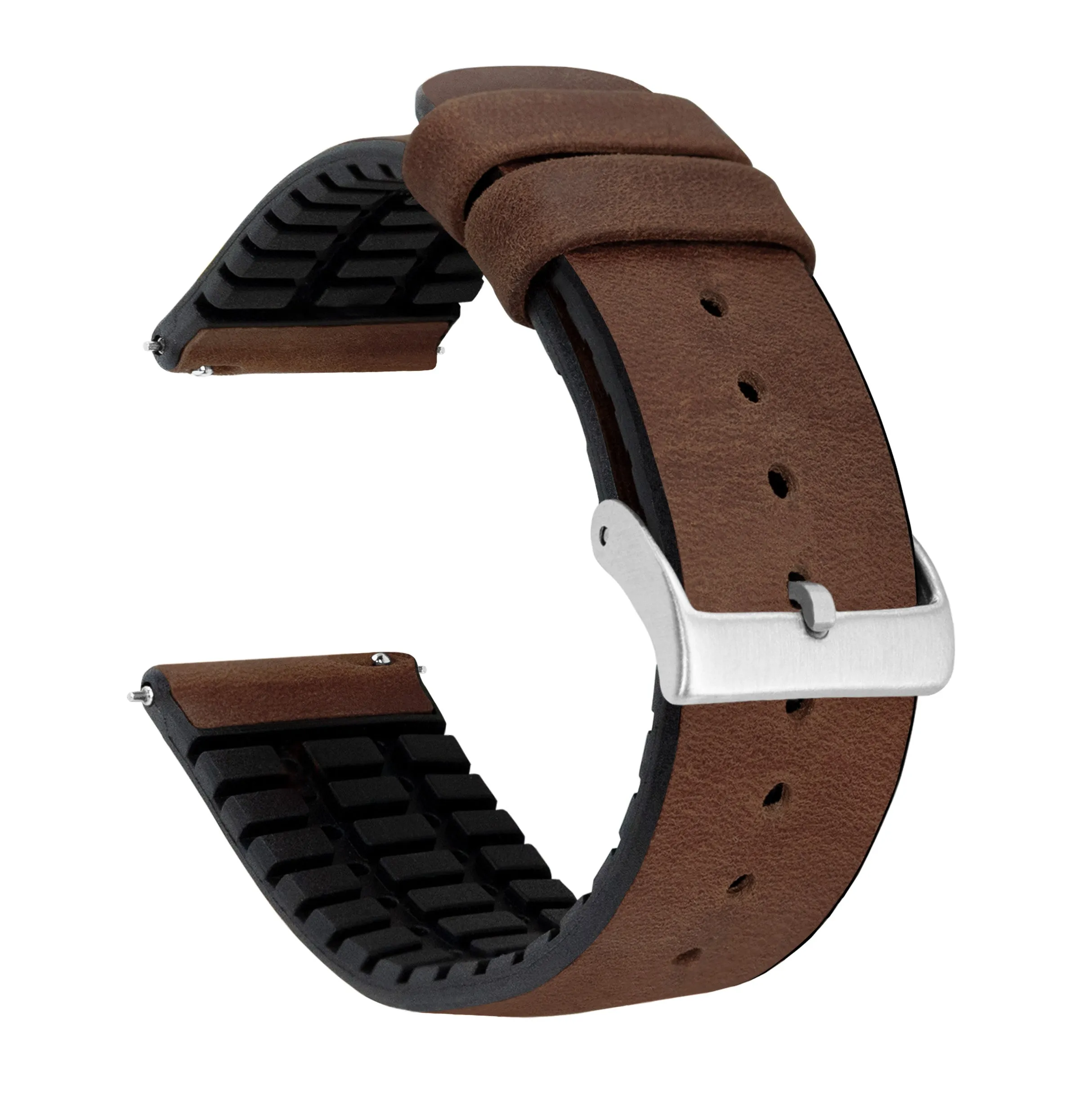 Samsung Galaxy Watch5 Leather And Rubber Hybrid Walnut Brown Watch Band