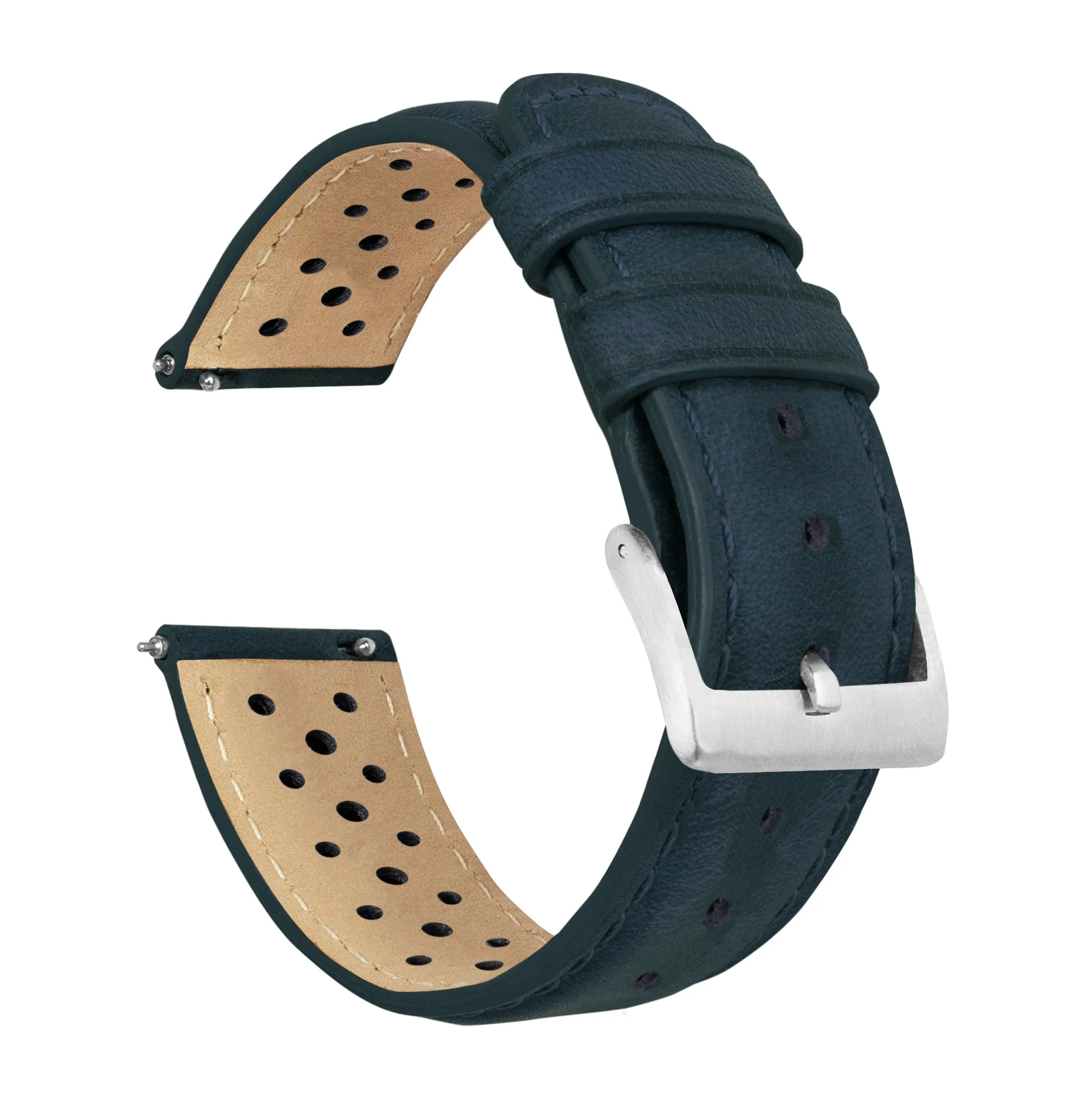 Samsung Galaxy Watch5 Racing Horween Leather Navy Blue Watch Band