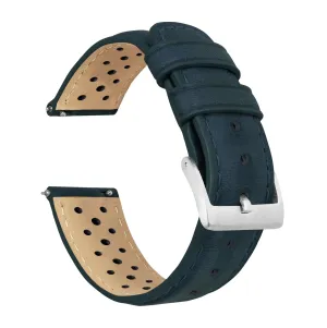 Samsung Galaxy Watch5 Racing Horween Leather Navy Blue Watch Band