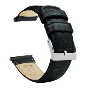 Samsung Galaxy Watch6 Black Alligator Grain Leather Watch Band