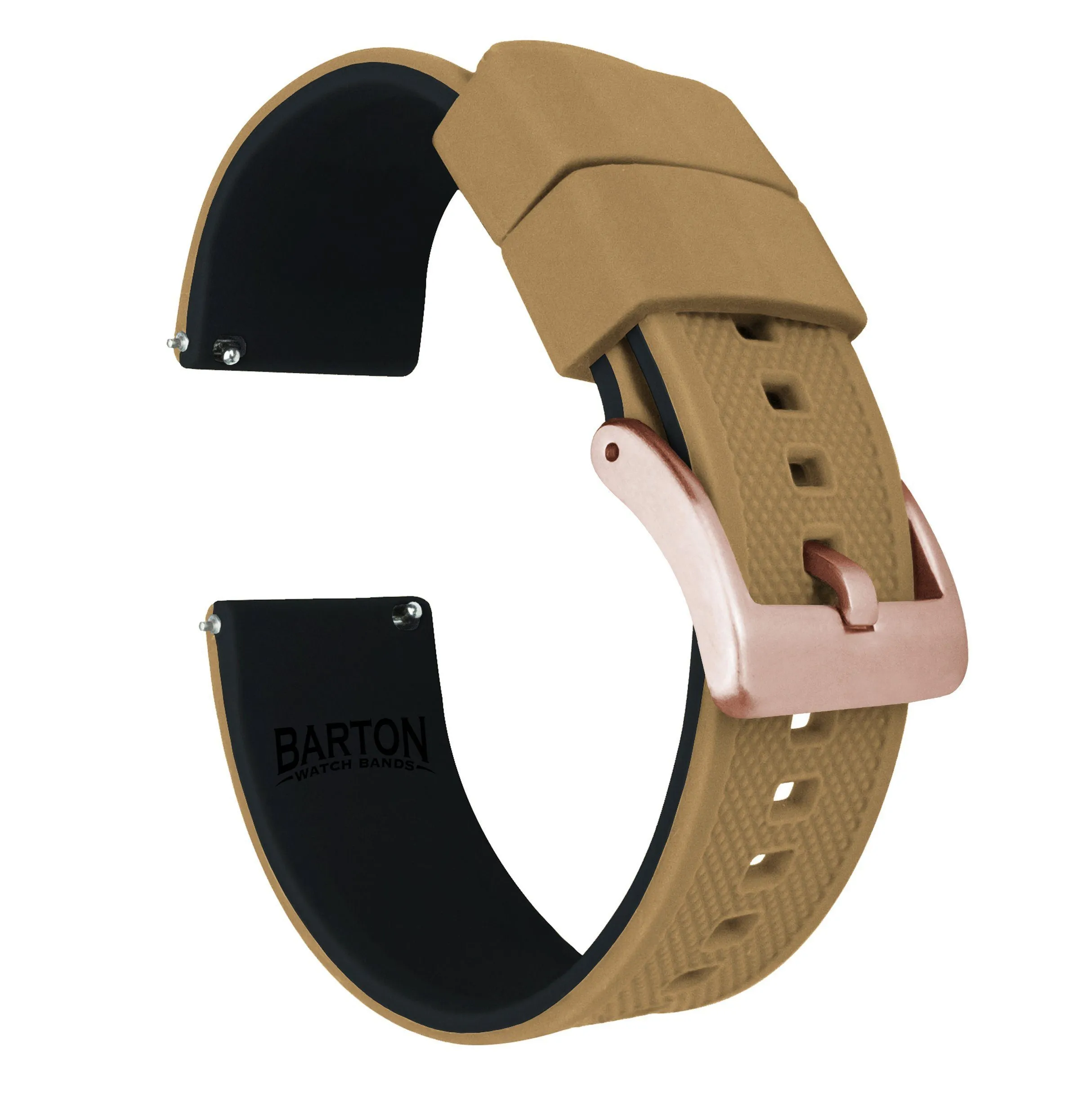 Samsung Galaxy Watch6 Elite Silicone Khaki Tan Top Black Bottom Watch Band