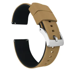 Samsung Galaxy Watch6 Elite Silicone Khaki Tan Top Black Bottom Watch Band