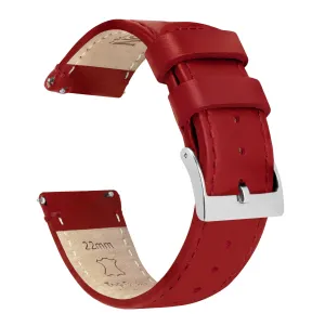 Samsung Galaxy Watch6 Red Leather Stitching Watch Band