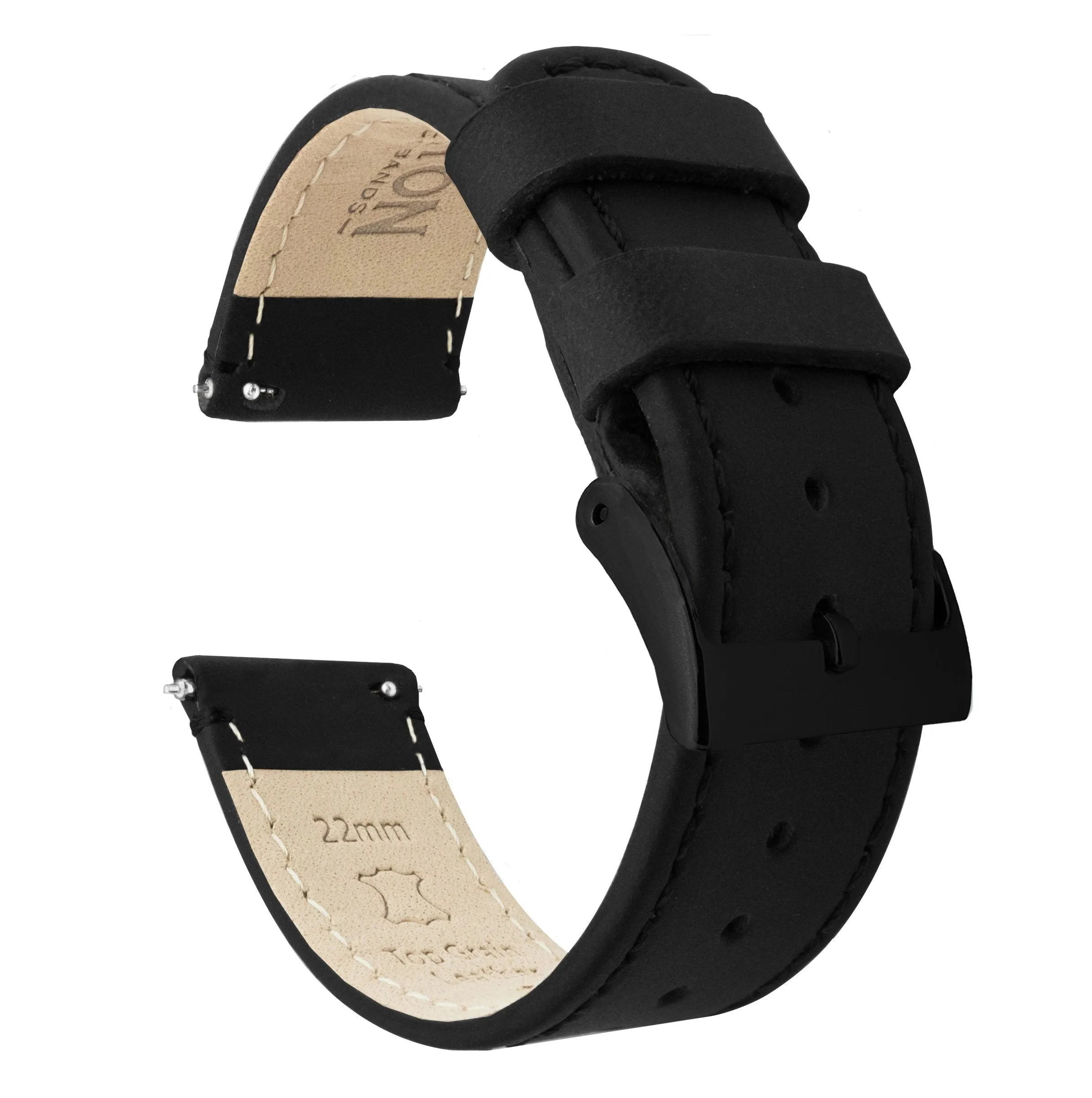 Samsung Galaxy watch7 Black Leather Stitching Watch Band