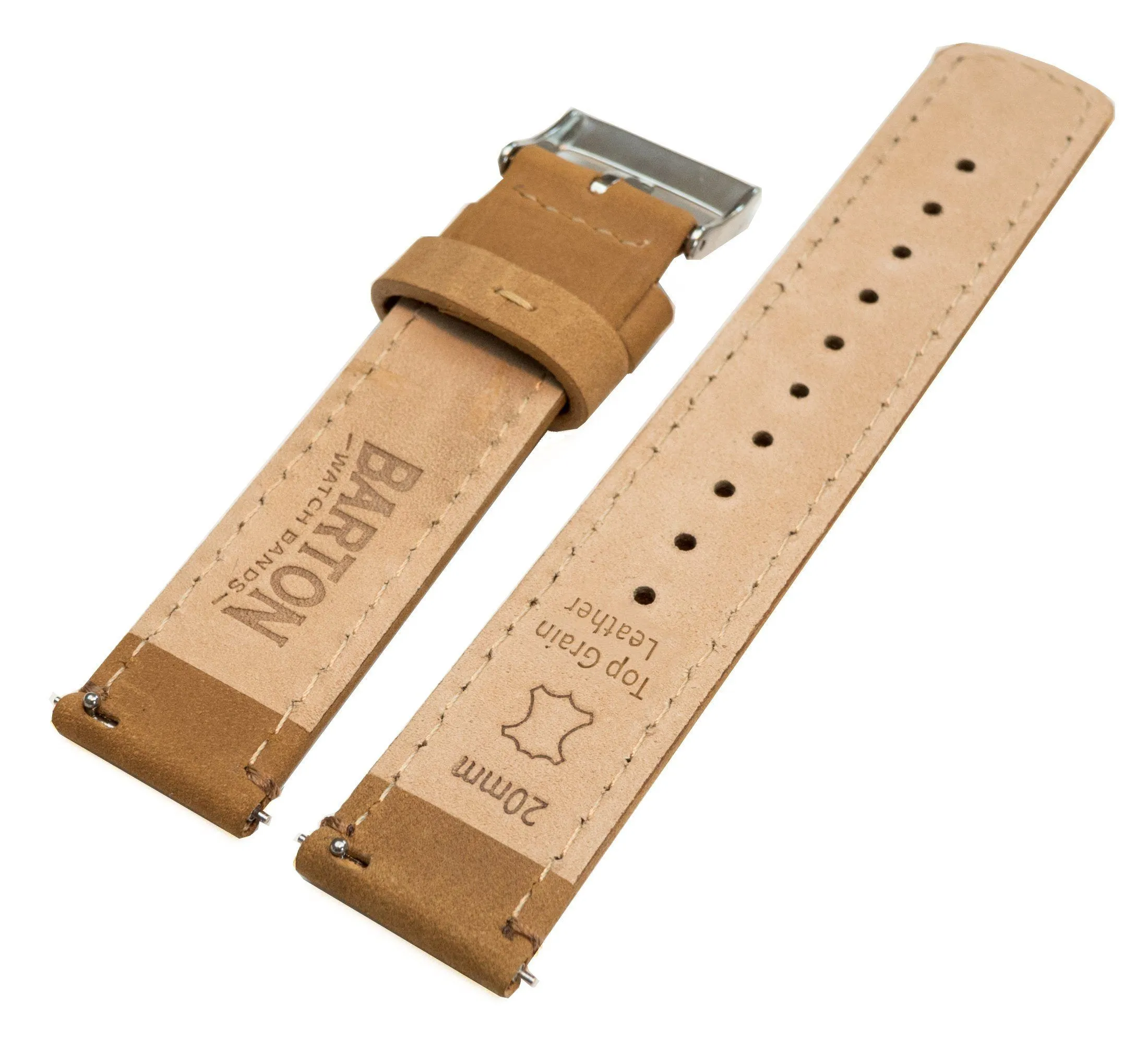 Samsung Gear S3 Gingerbread Brown Leather Gingerbread Sticthing Quick Release Watch Band
