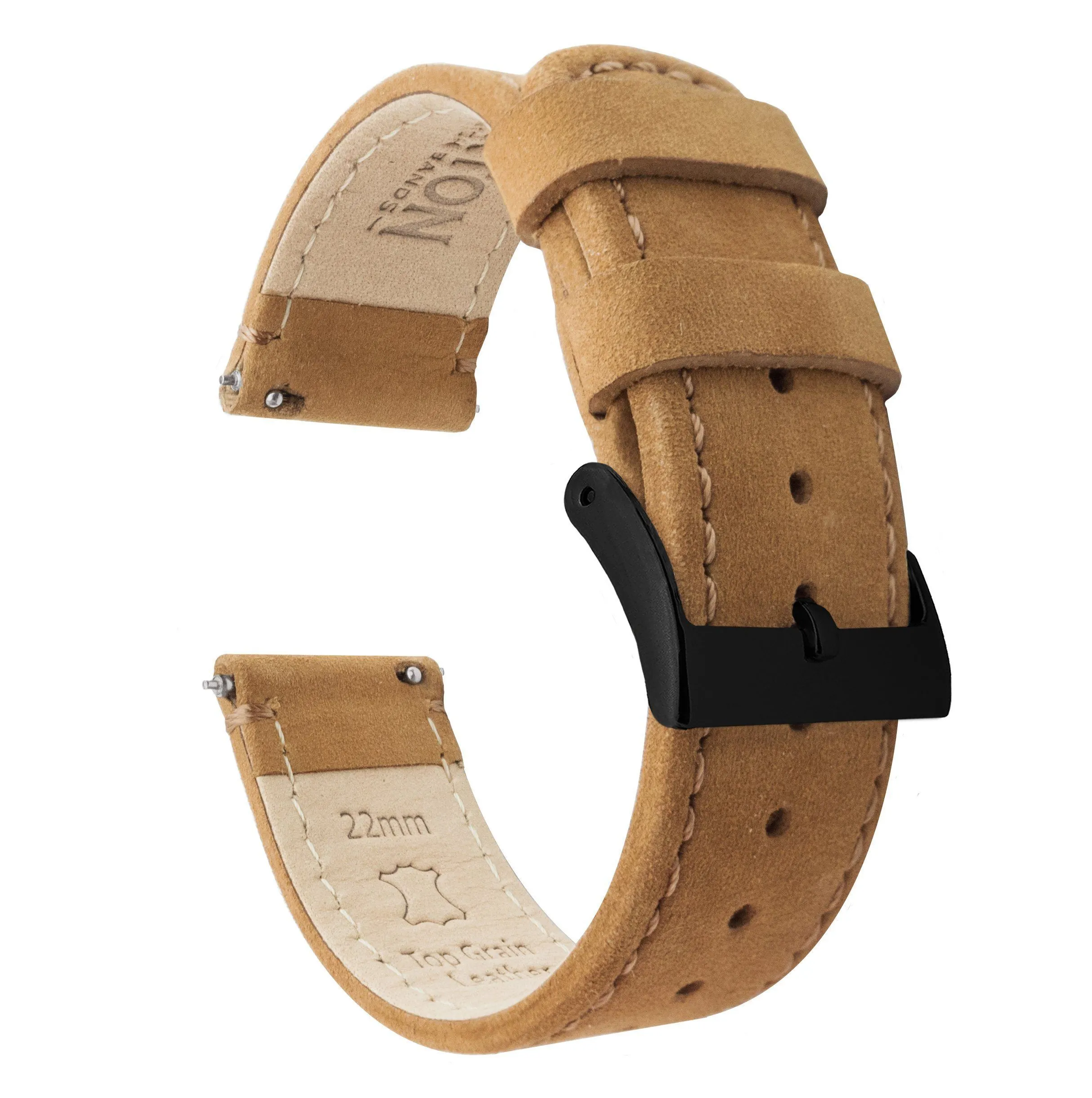 Samsung Gear S3 Gingerbread Brown Leather Gingerbread Sticthing Quick Release Watch Band