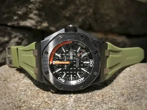 Scuta 100% Rubber Strap Military Olive Green For Audemars Piguet Royal Oak Offshore
