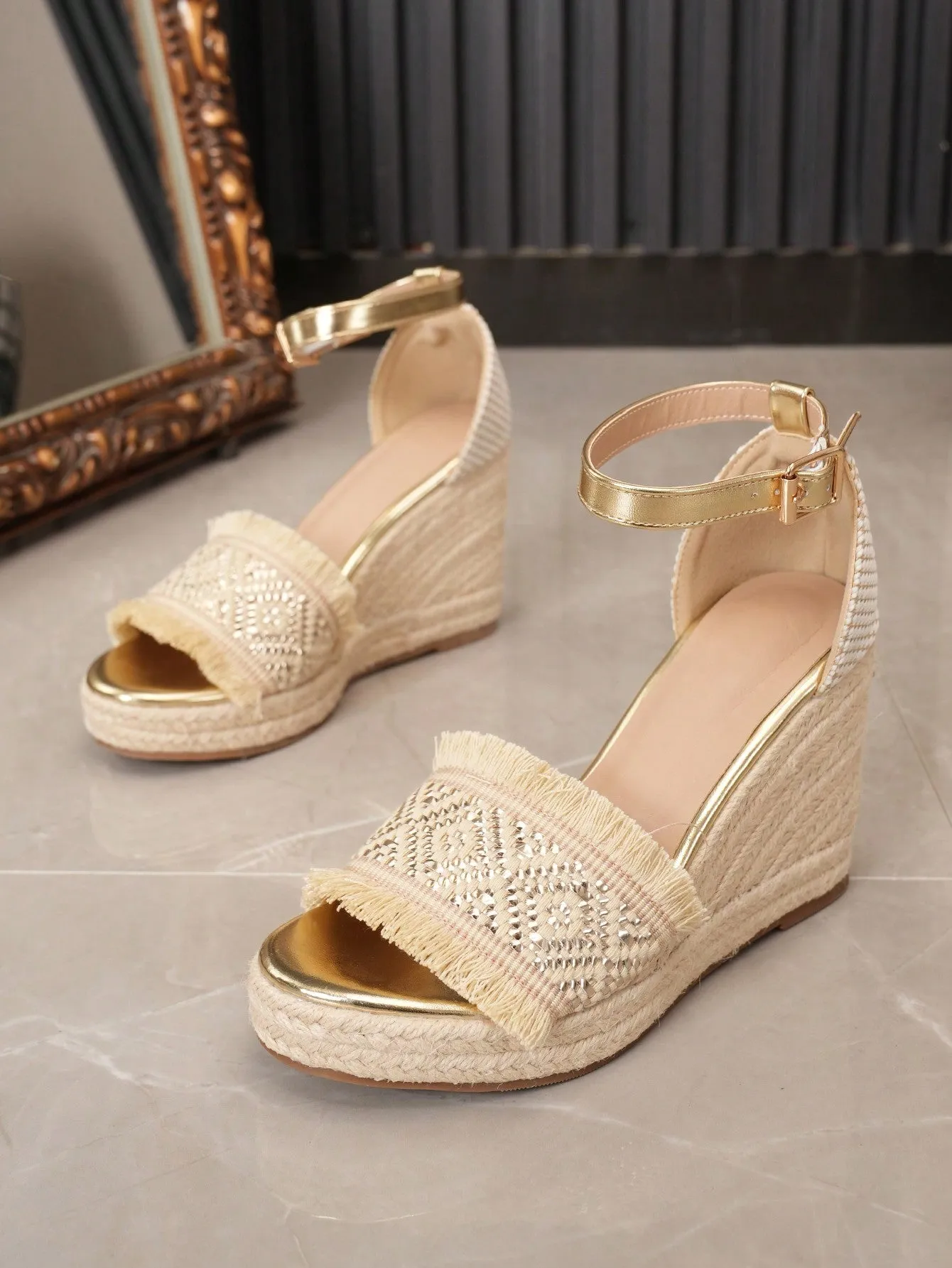 Sexy Ladies' Thick Platform Wedge Sandals, Suitable For Travel Outfits